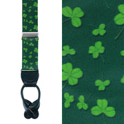 Green Shamrock Silk Button End Brace