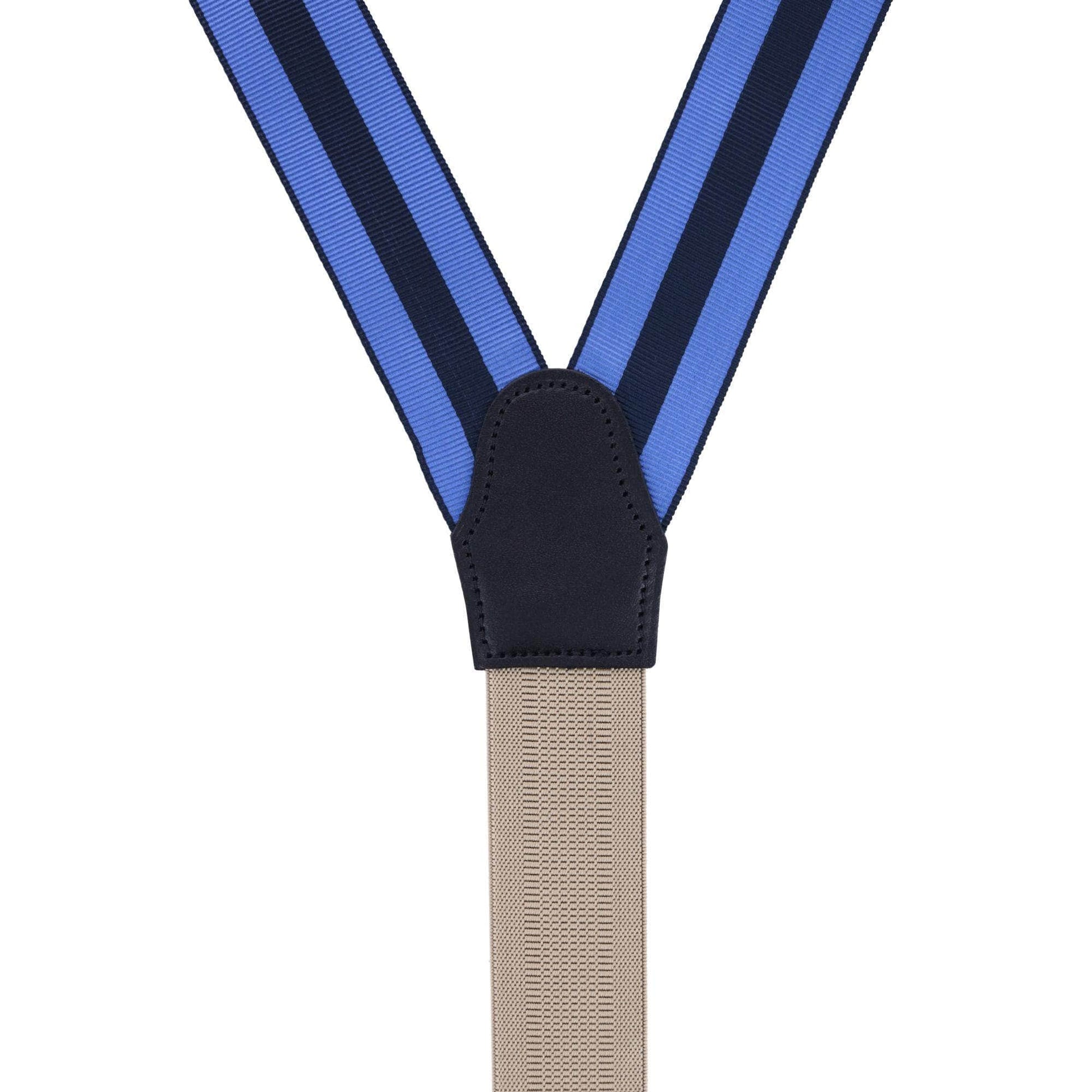 Balint 38MM Striped Non Stretch Grosgrain Button End Braces - Blue and Navy