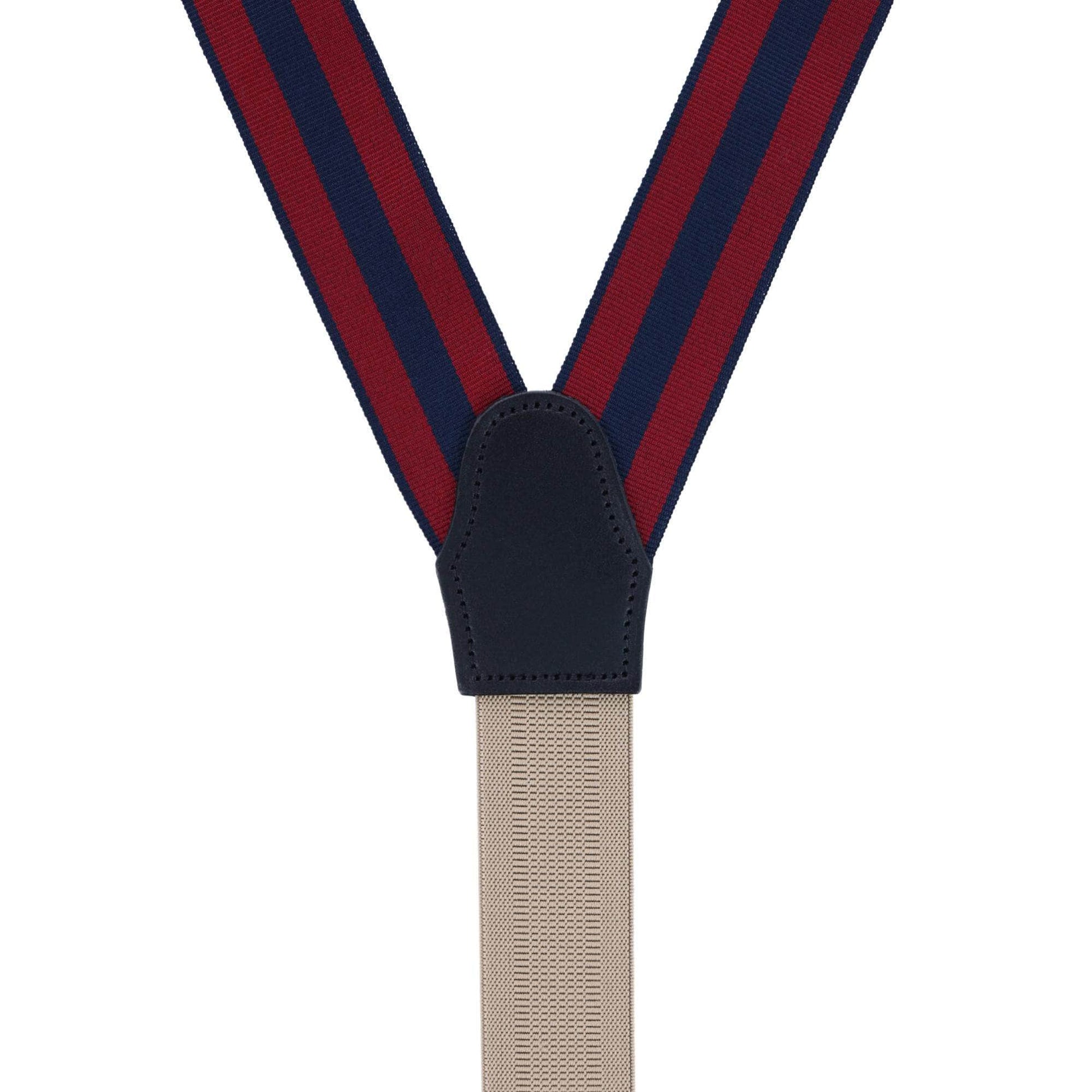 Balint 38MM Striped Non Stretch Grosgrain Button End Braces - Burgundy and Navy