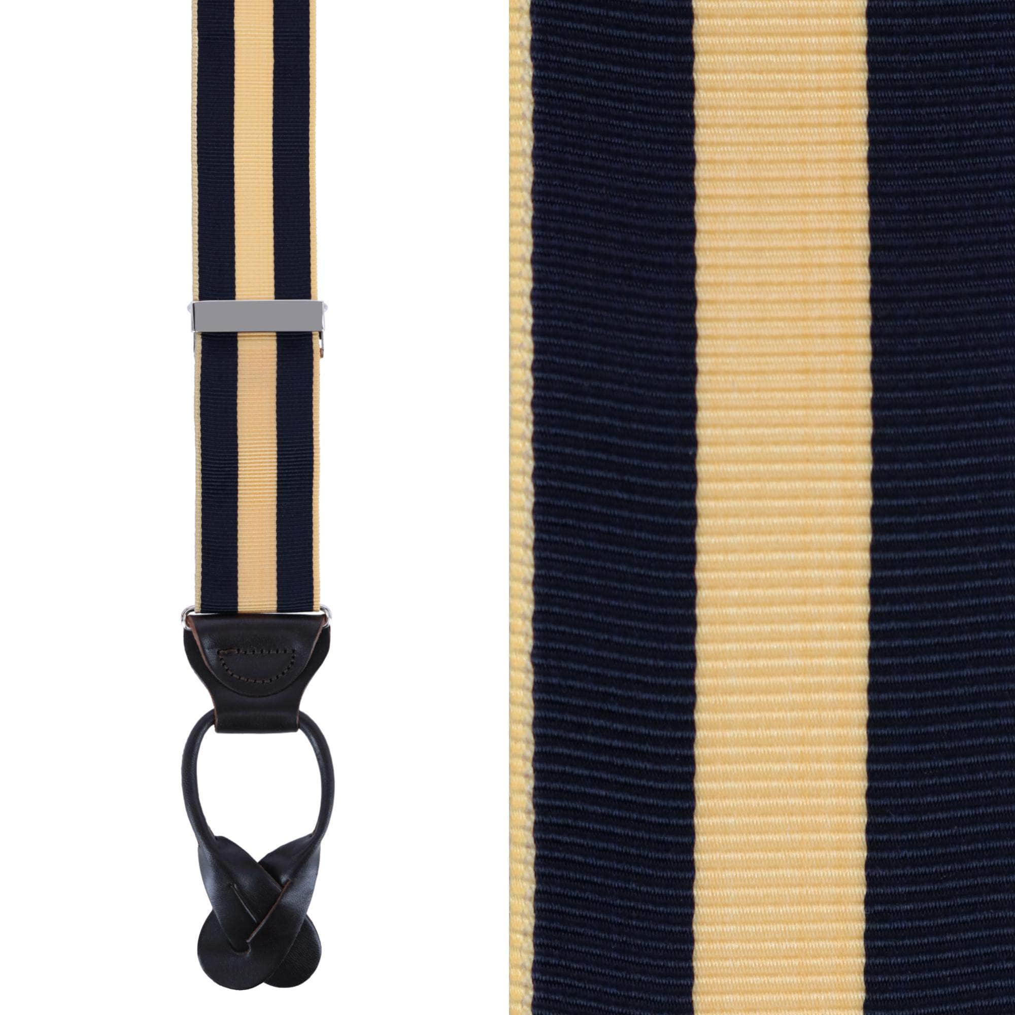 Balint 38MM Striped Non Stretch Grosgrain Button End Braces - Yellow and Navy