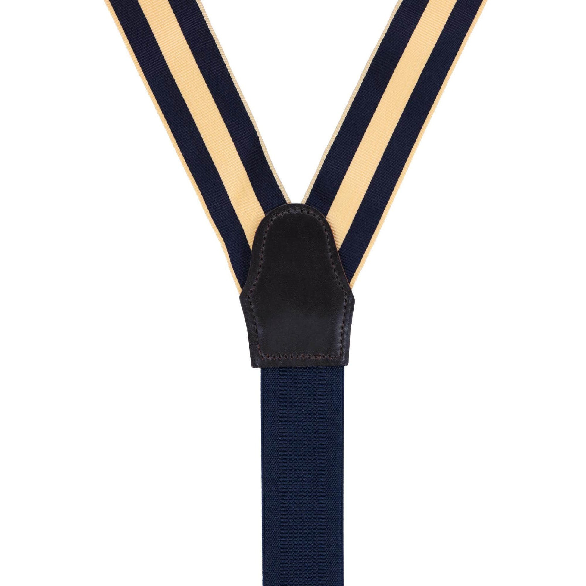 Balint 38MM Striped Non Stretch Grosgrain Button End Braces - Yellow and Navy
