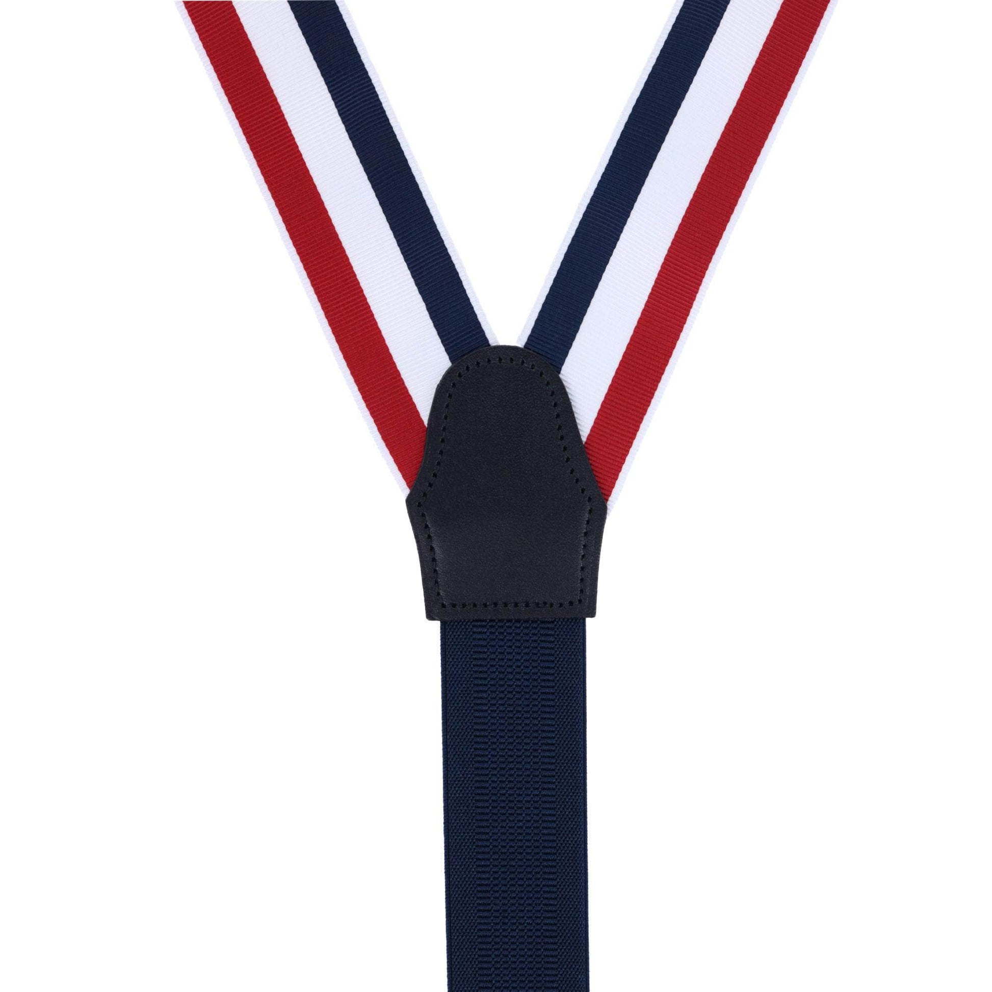 Balint 38MM Striped Non Stretch Grosgrain Button End Braces - Red, White, and Blue
