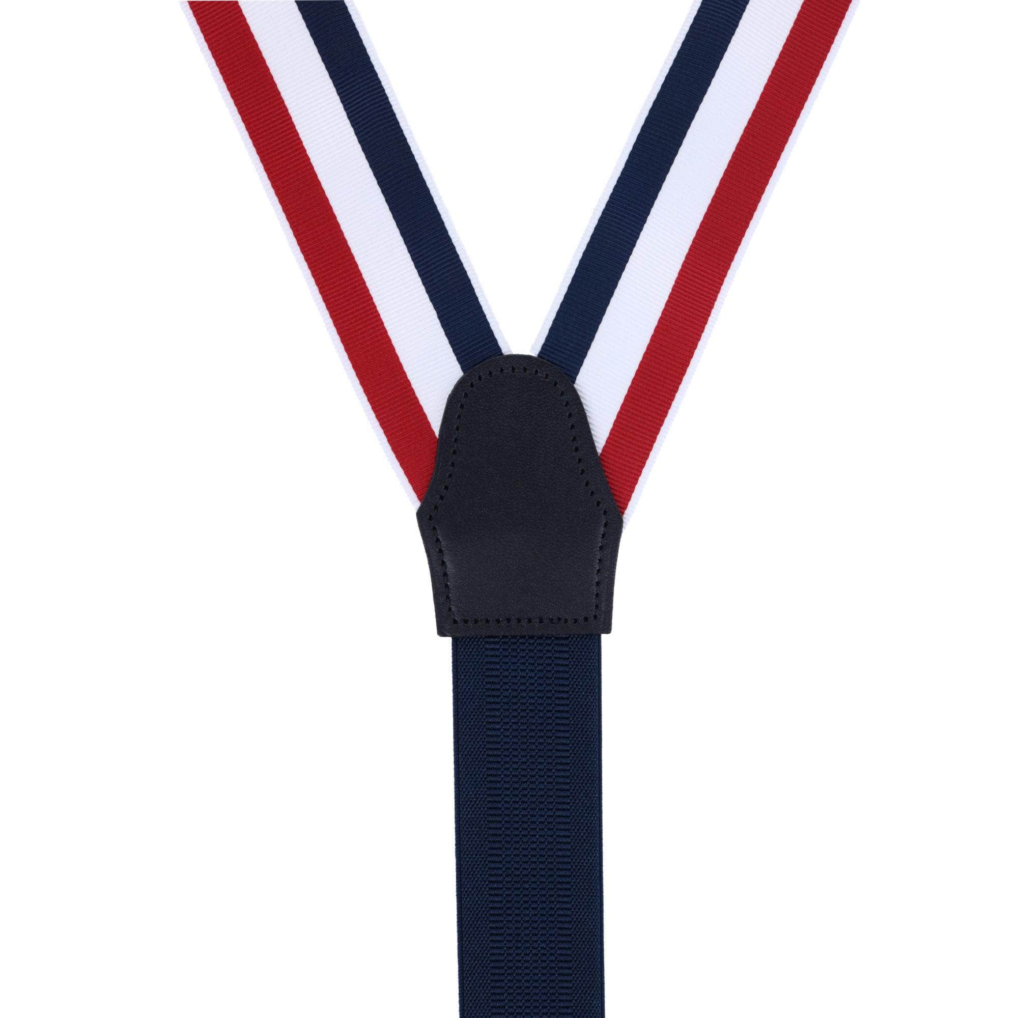 Balint 38MM Striped Non Stretch Grosgrain Button End Braces - Red, White, and Blue
