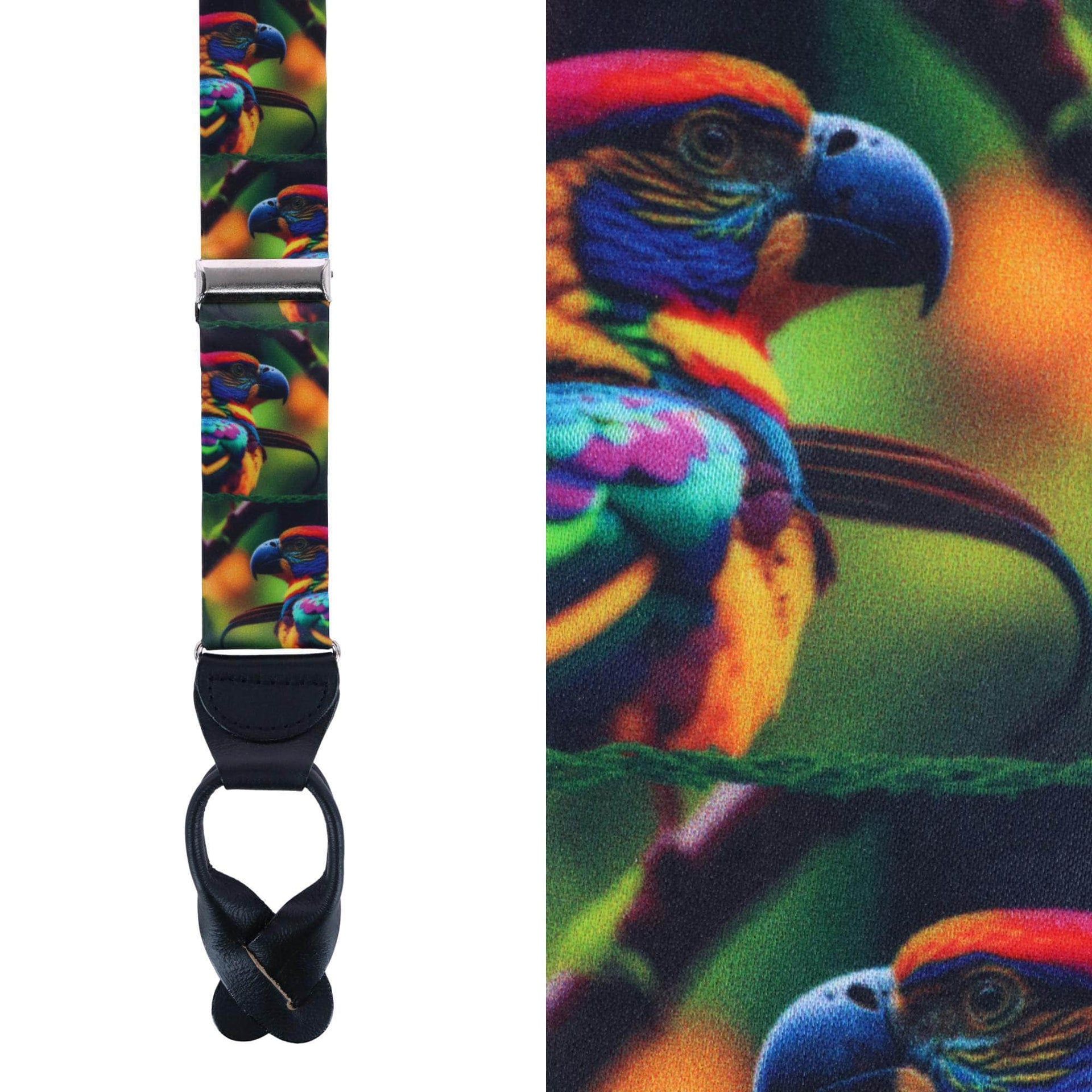 Jungle Parrot Silk Button End Braces