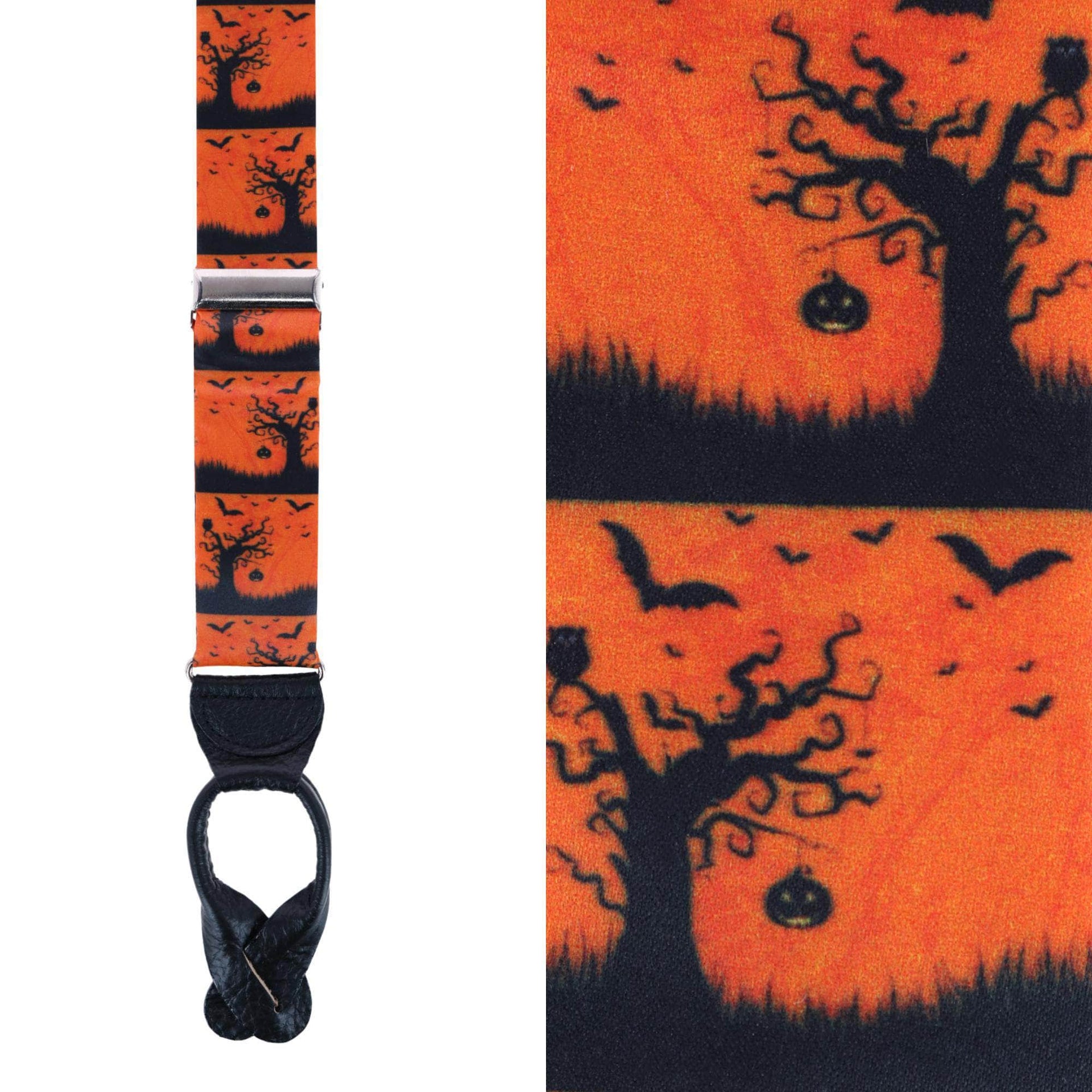 Halloween Spooky Scene Silk Button End Braces