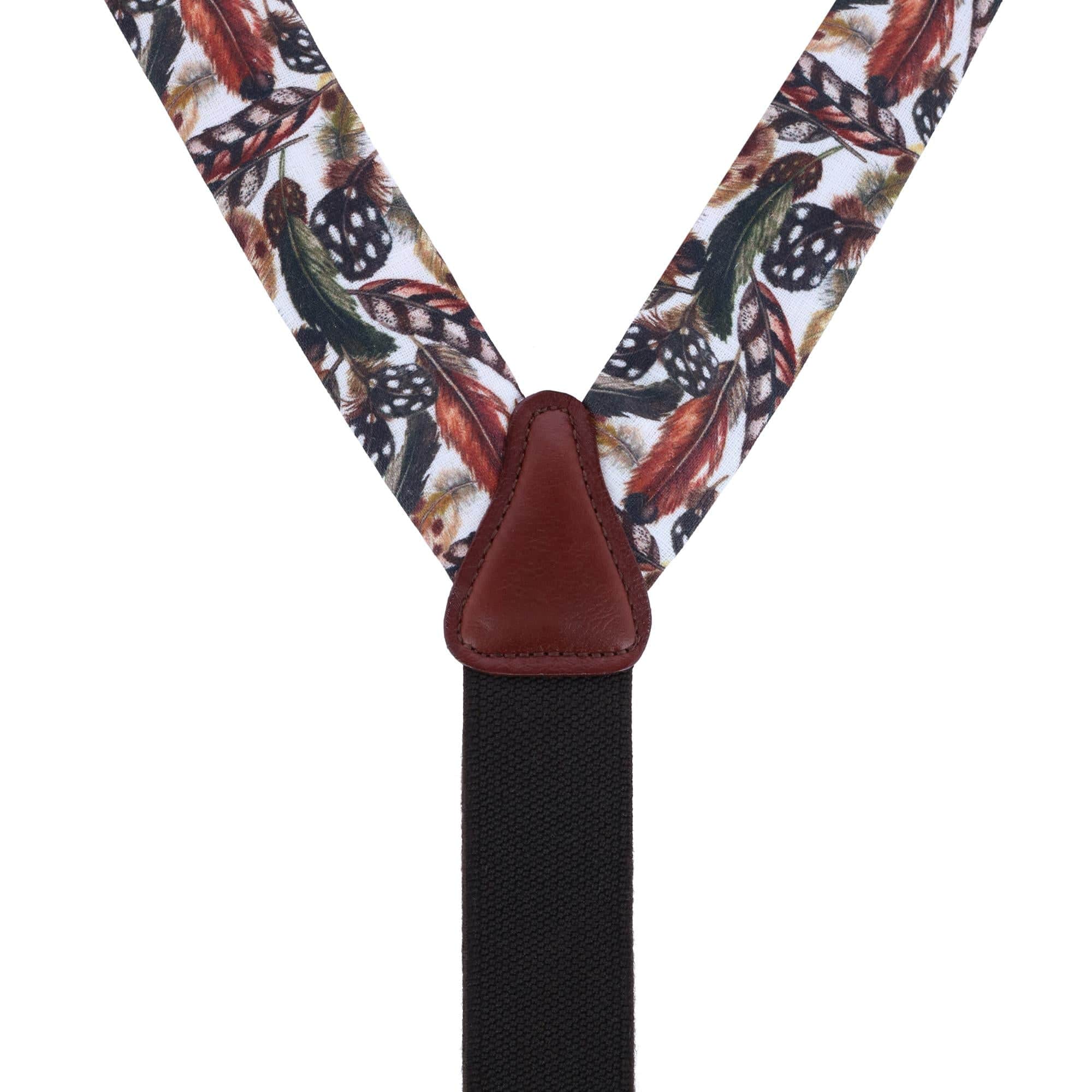 Birds of a Feather Linen Button End Braces - Brown