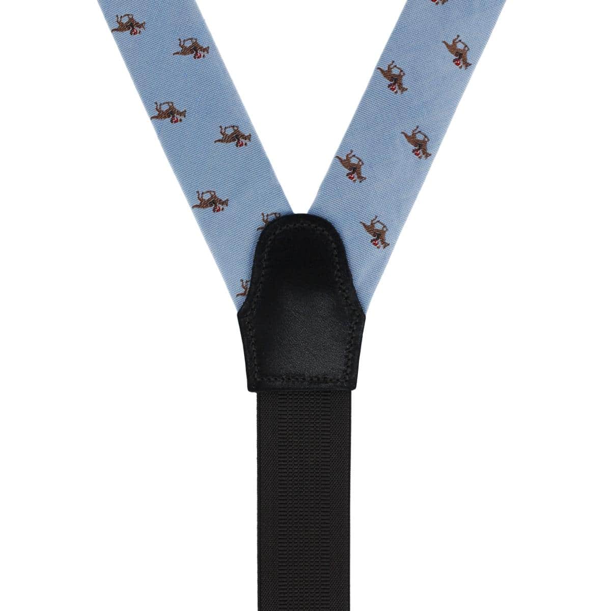 Down The Stretch Racehorse Linen Blend Button End Braces - Light Blue