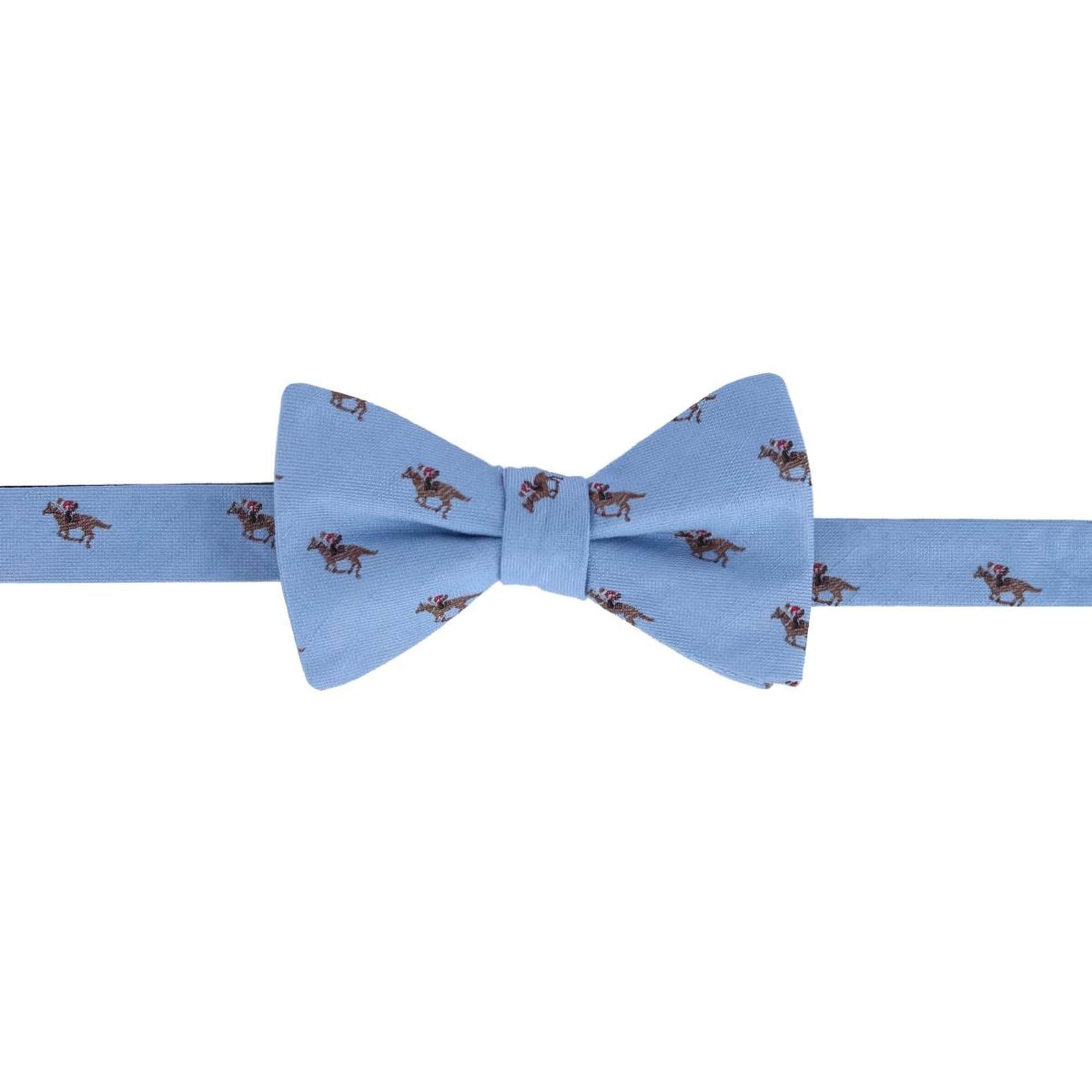 Down The Stretch Racehorse Linen Blend Braces & Bow Tie Bundle - Light Blue