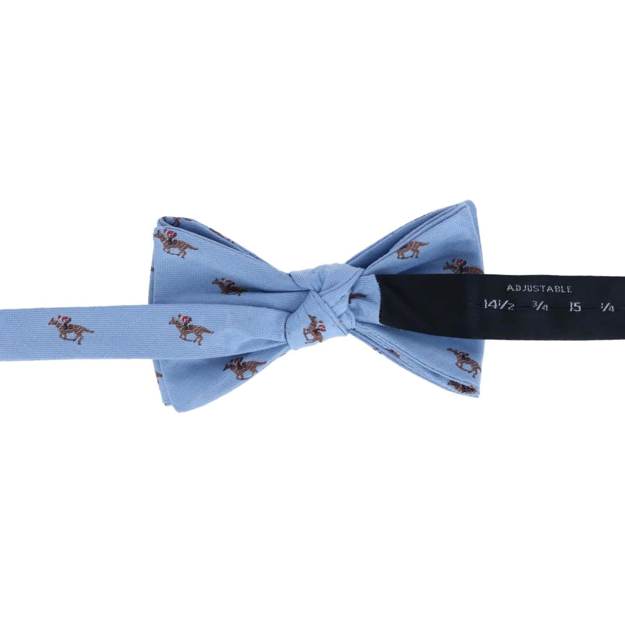 Down The Stretch Racehorse Linen Blend Braces & Bow Tie Bundle - Light Blue