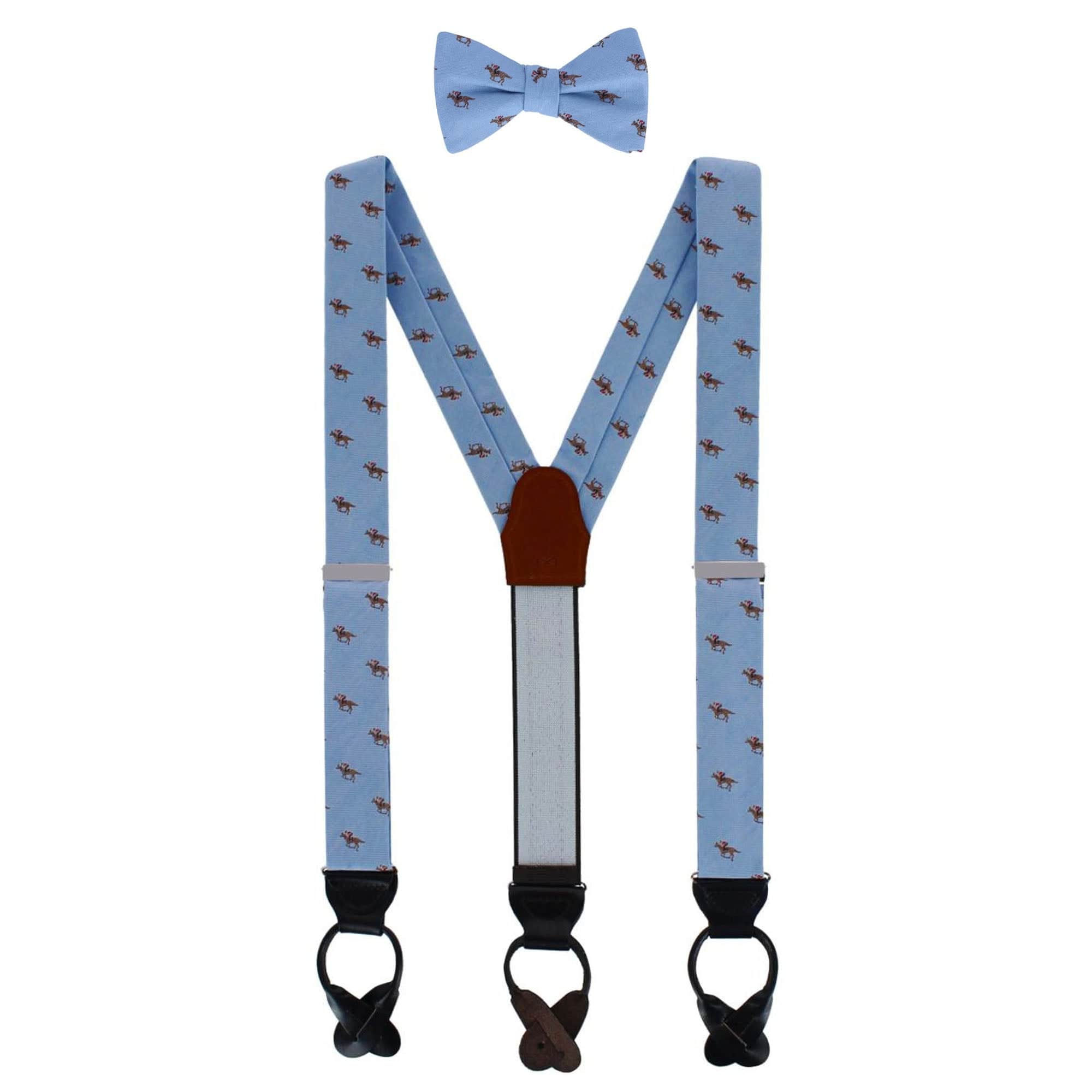 Down The Stretch Racehorse Linen Blend Braces & Bow Tie Bundle