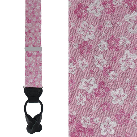 Hanami Cherry Blossom Burst Linen Blend Novelty Button End Braces