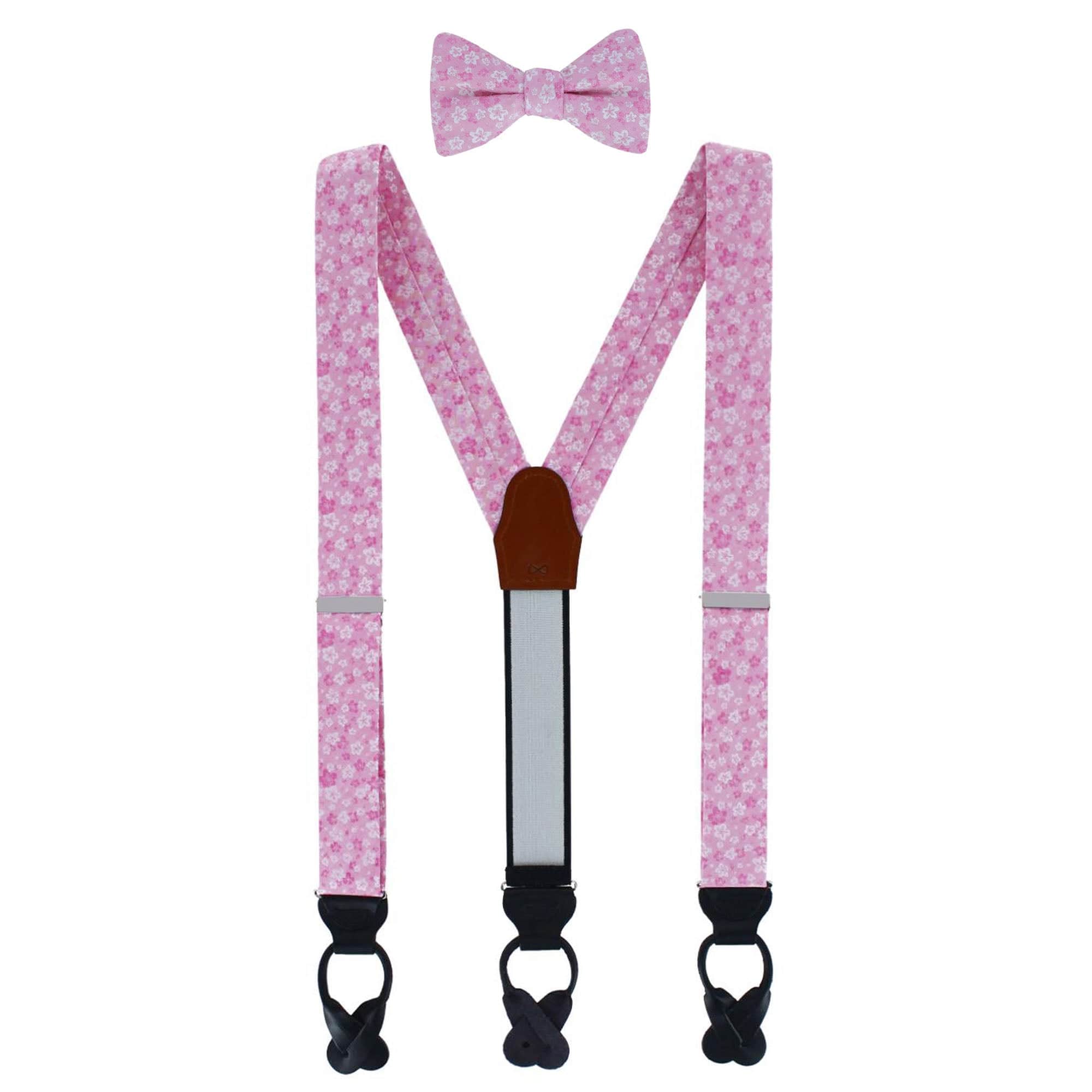 Hanami Cherry Blossom Burst Braces and Bowtie Bundle - Pink