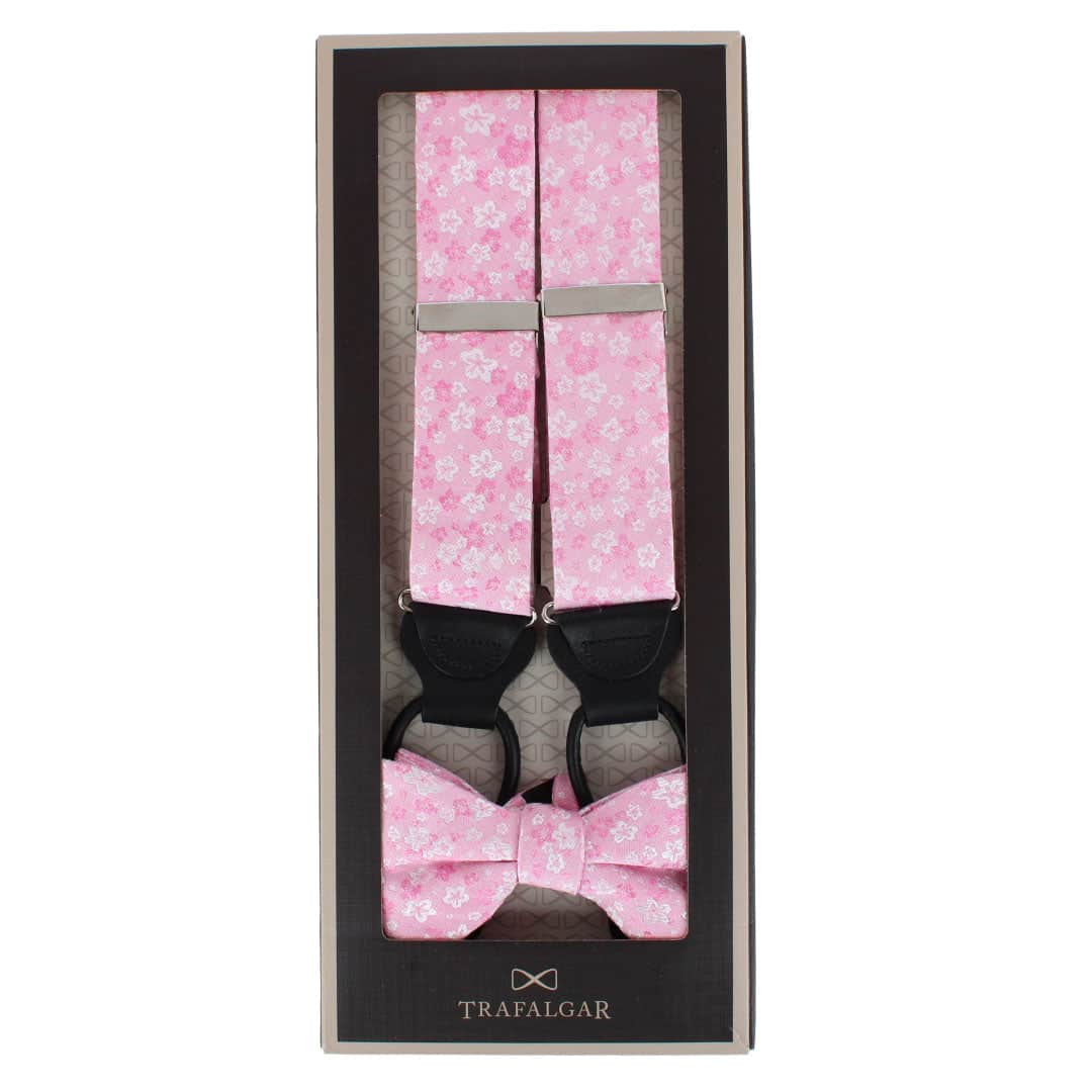 Hanami Cherry Blossom Burst Braces and Bowtie Bundle - Pink