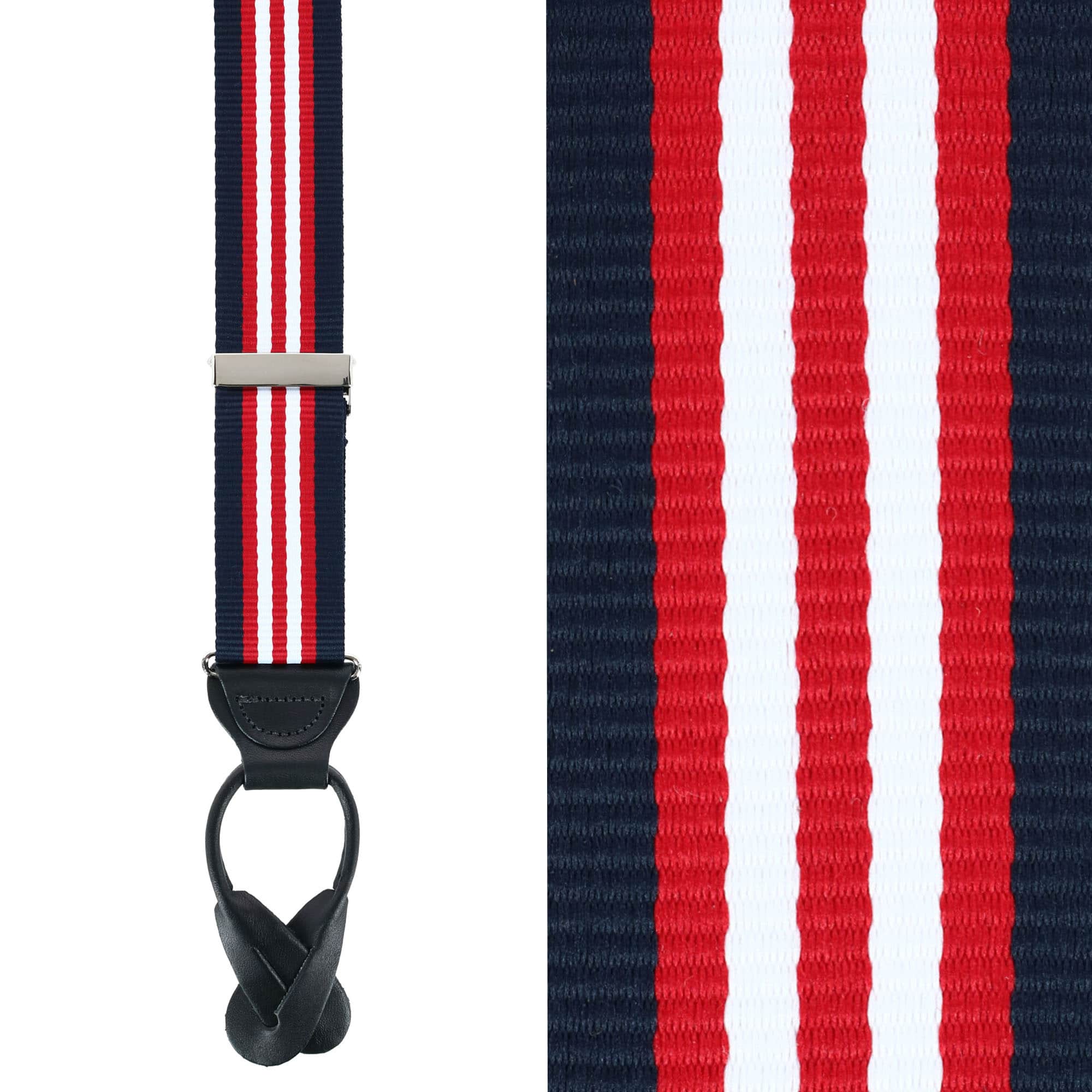 Sumner 35mm Grosgrain Weave Striped Button End Braces - Patriotic Stripe