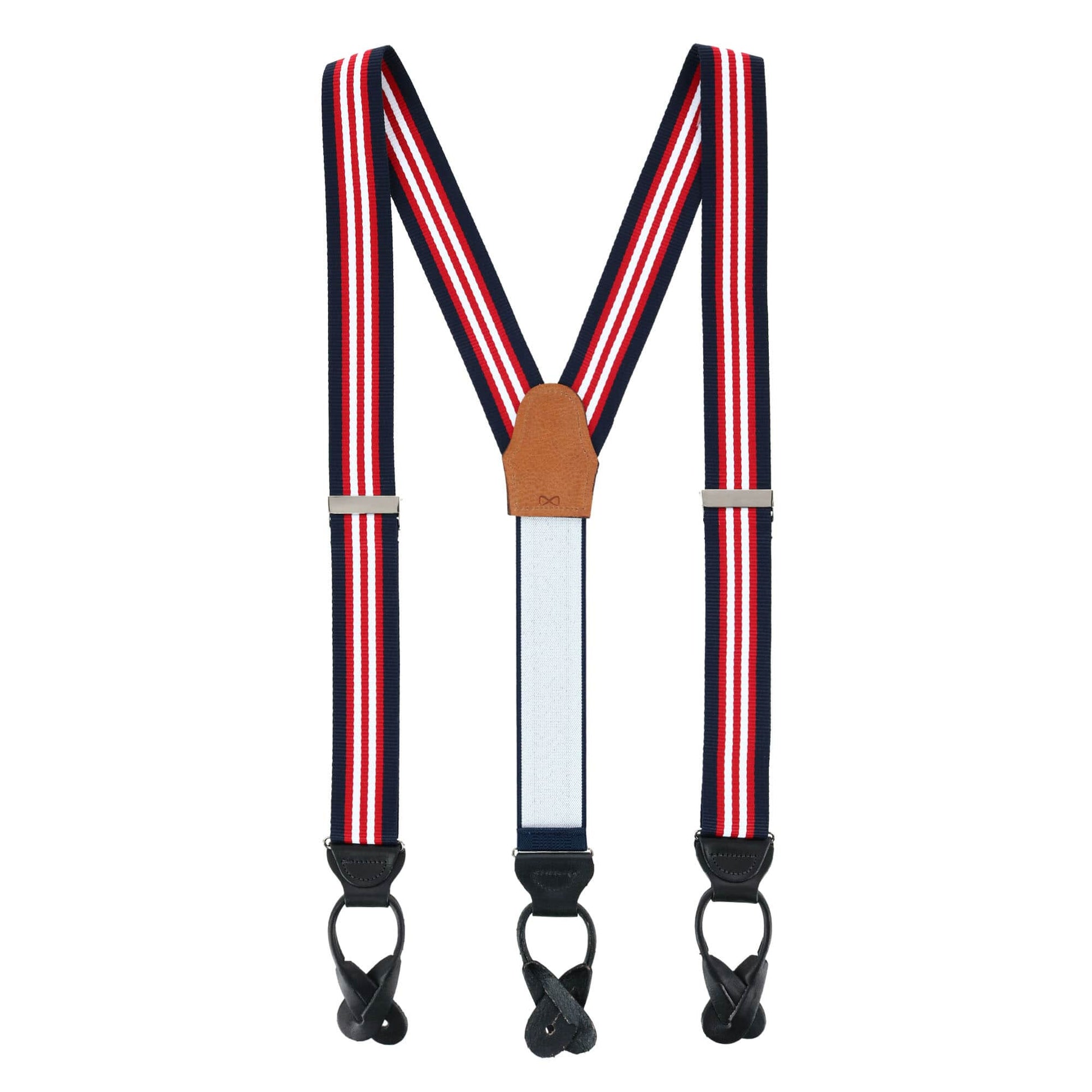 Sumner 35mm Grosgrain Weave Striped Button End Braces - Patriotic Stripe