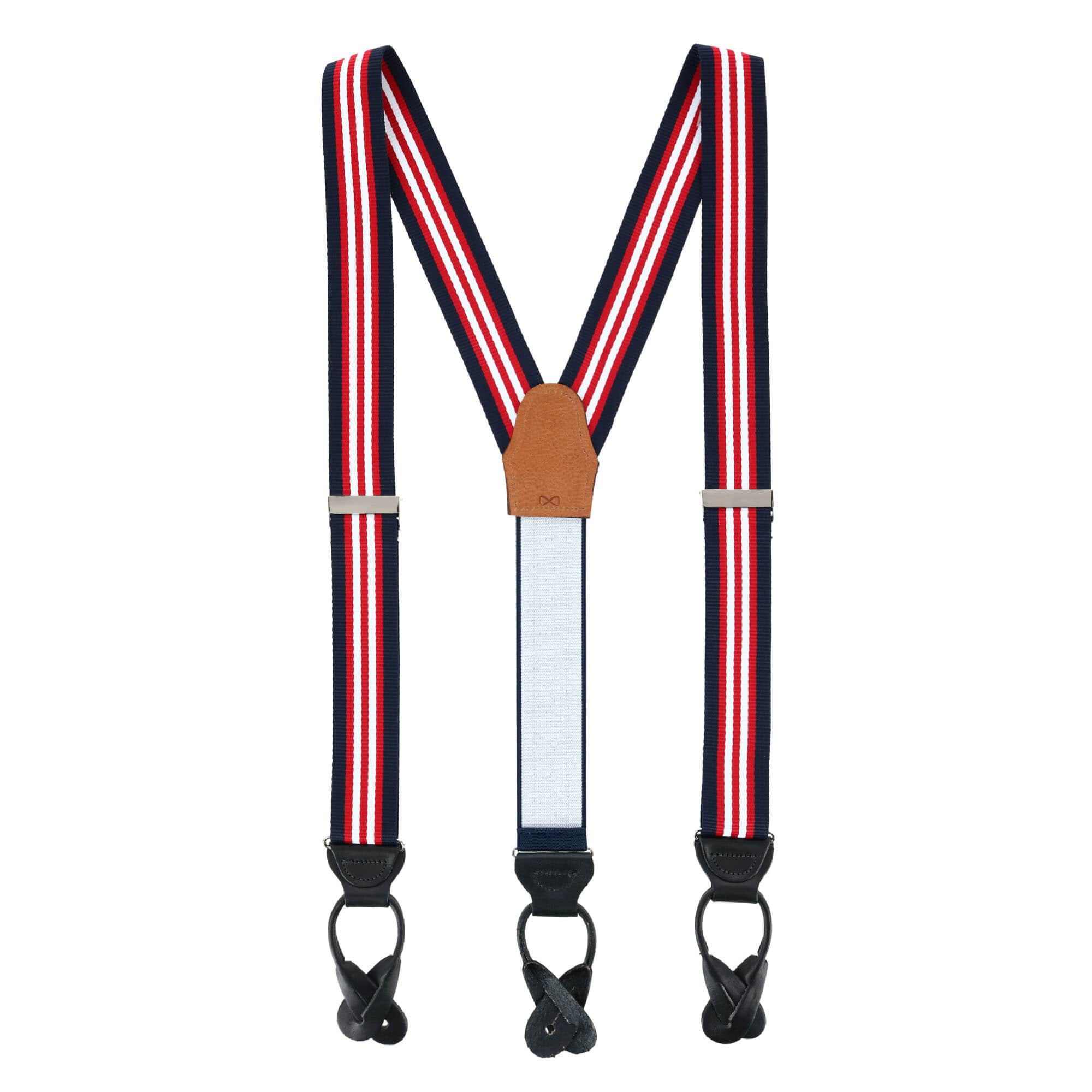 Sumner 35mm Grosgrain Weave Striped Button End Braces - Patriotic Stripe