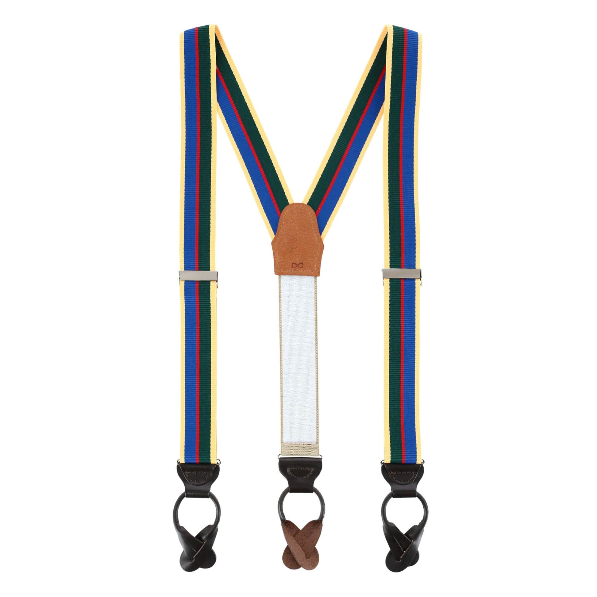 Sumner 35mm Grosgrain Weave Striped Button End Braces - Yellow Stripe