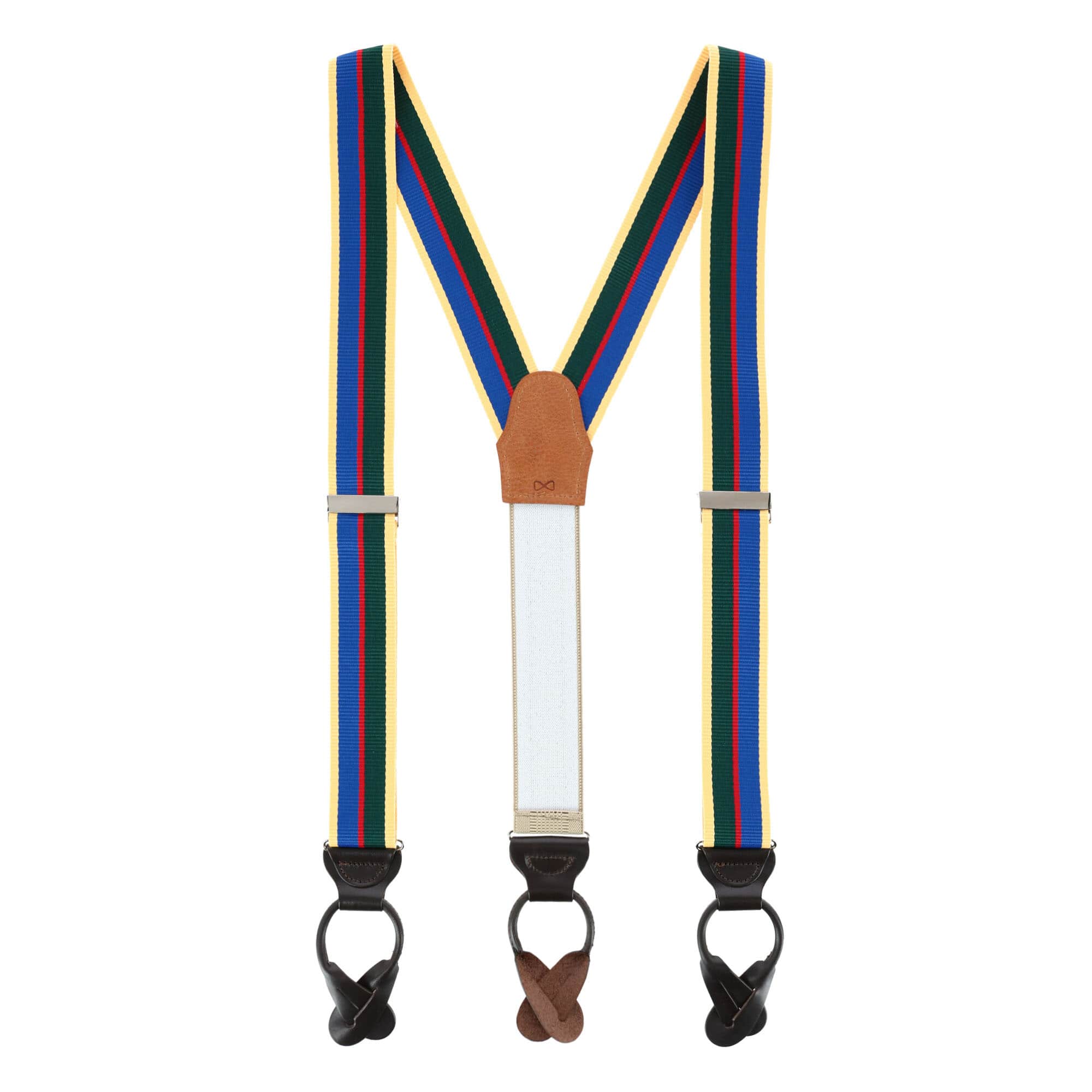 Sumner 35mm Grosgrain Weave Striped Button End Braces - Yellow Stripe