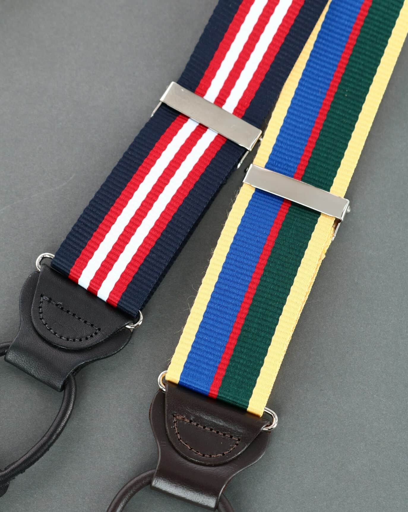 Sumner 35mm Grosgrain Weave Striped Button End Braces by Trafalgar