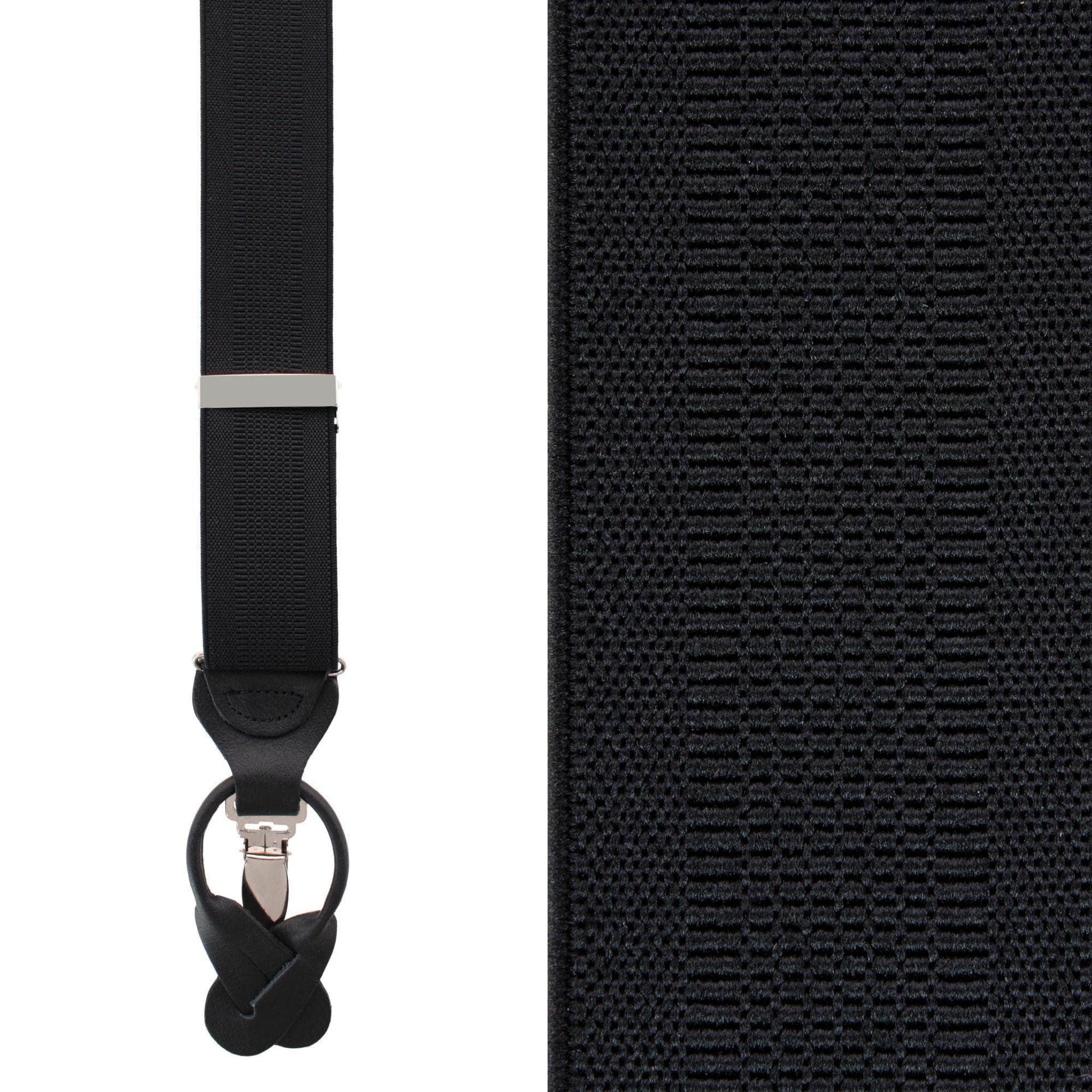 Classic Solid Color Convertible Braces 35mm Elastic - Black