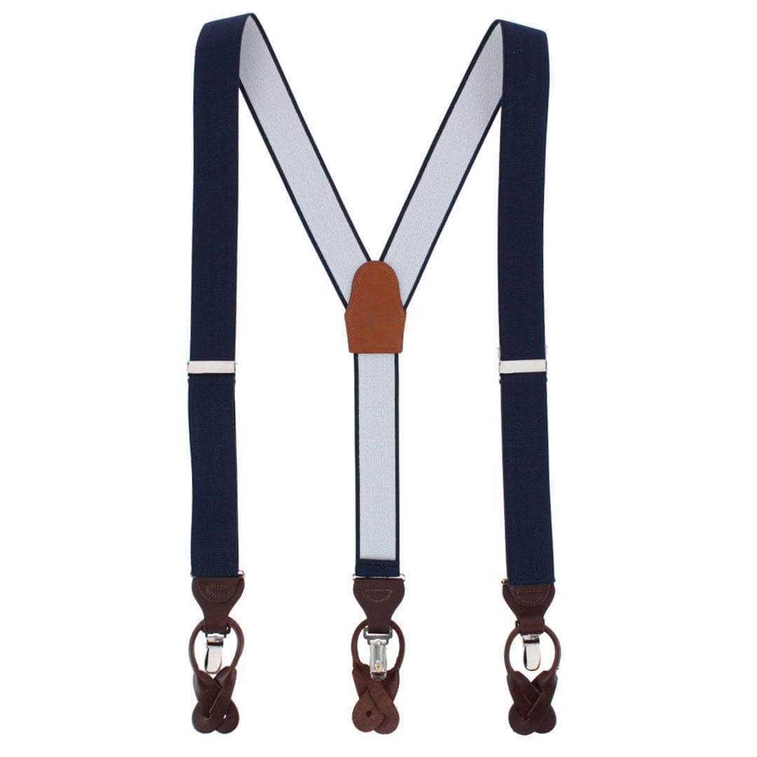 Classic Solid Color Convertible Braces 35mm Elastic - Navy