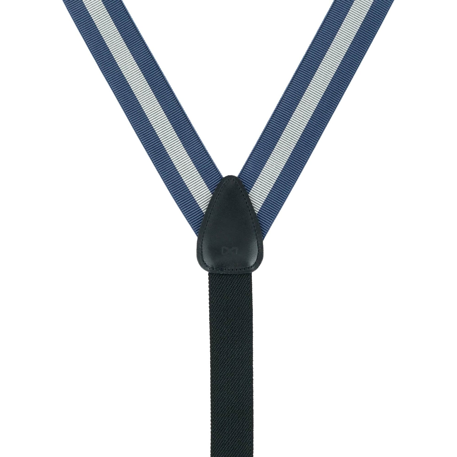 Oliver Stripe 35mm Convertible Braces - Blue / Grey