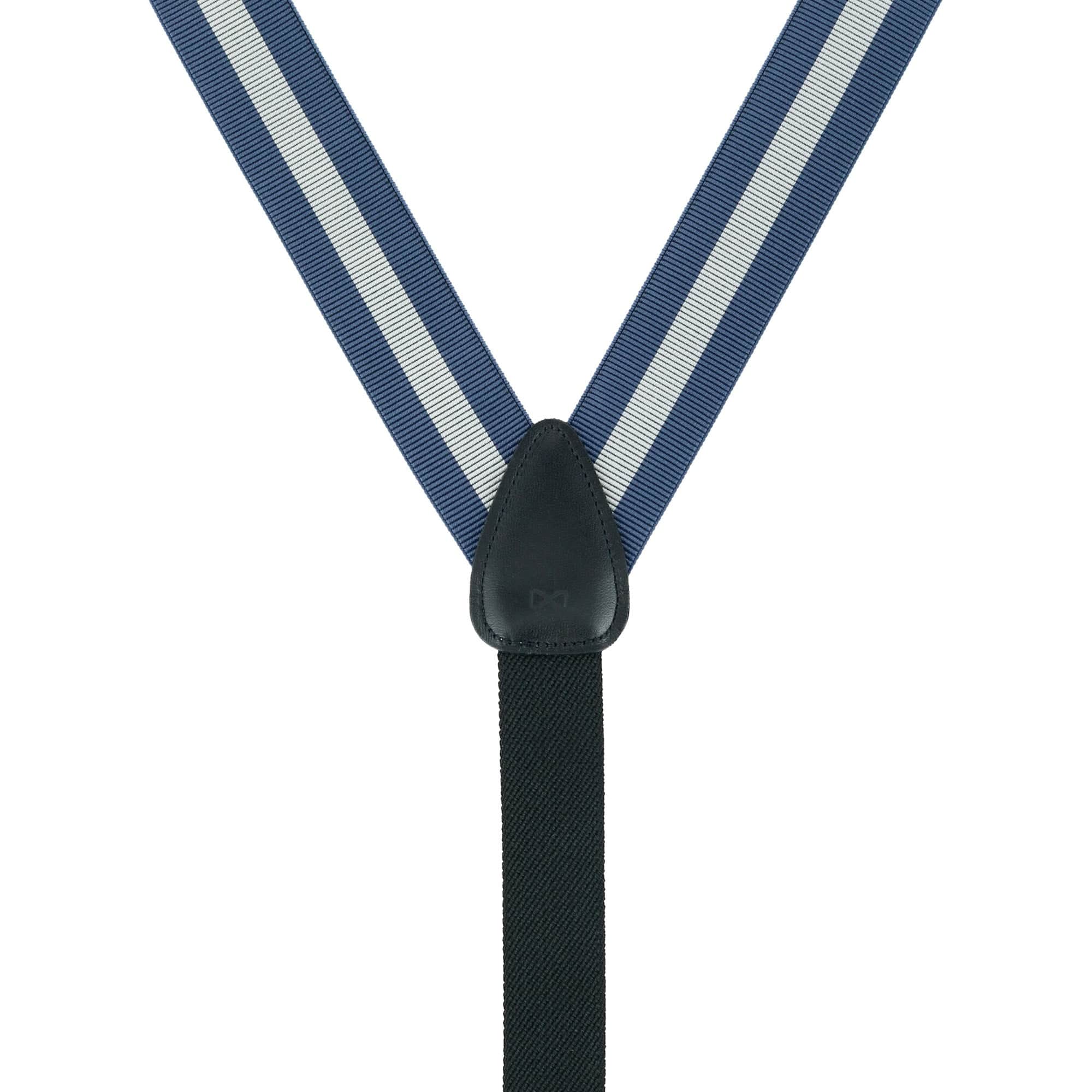 Oliver Stripe 35mm Convertible Braces - Blue / Grey