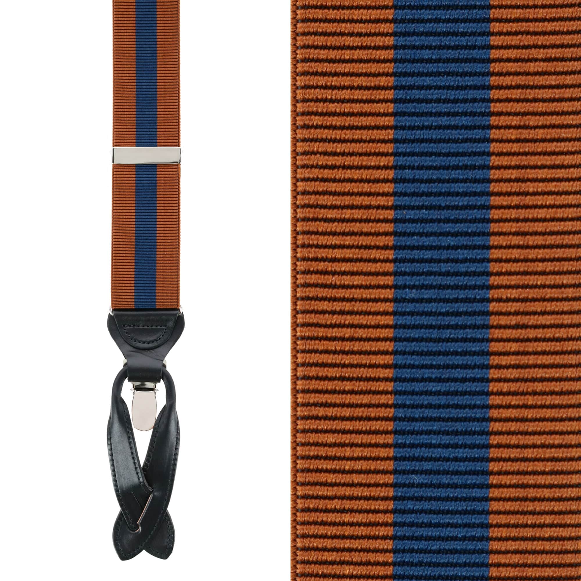 Oliver Stripe 35mm Convertible Braces - Rust