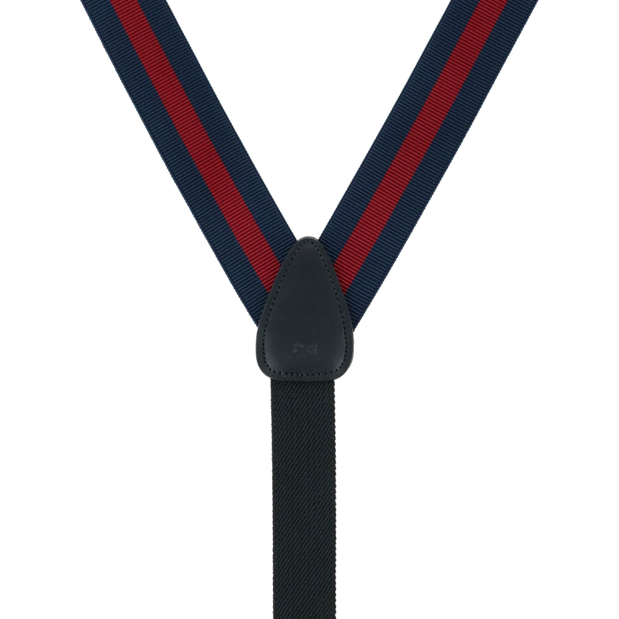 Oliver Stripe 35mm Convertible Braces - Navy / Burgundy