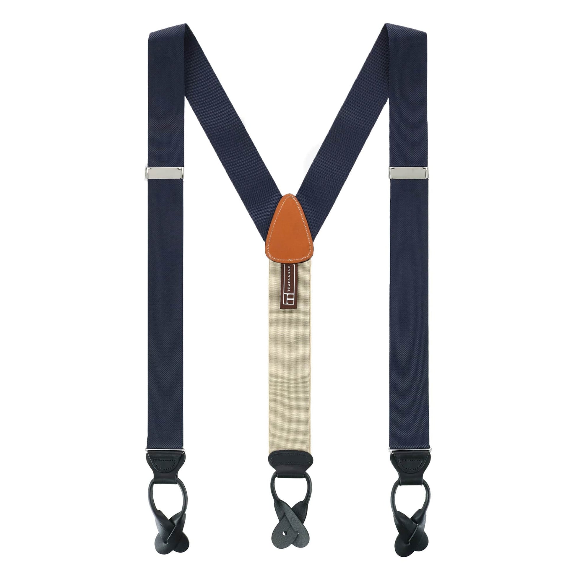 Big & Tall Hudson Solid Button End Braces - Navy