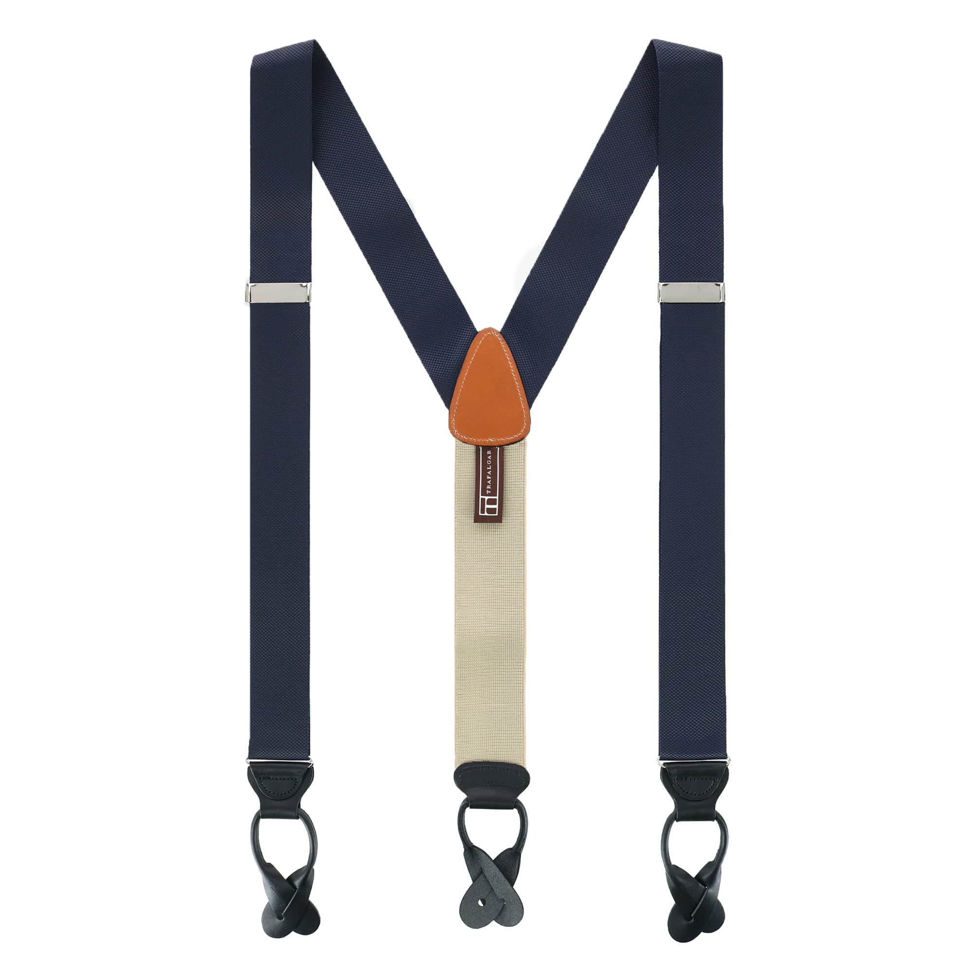 Big & Tall Hudson Solid Button End Braces - Navy