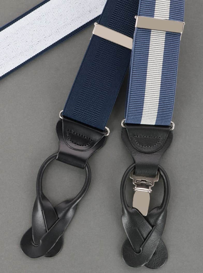 Big & Tall Hudson Solid Button End Braces - Navy
