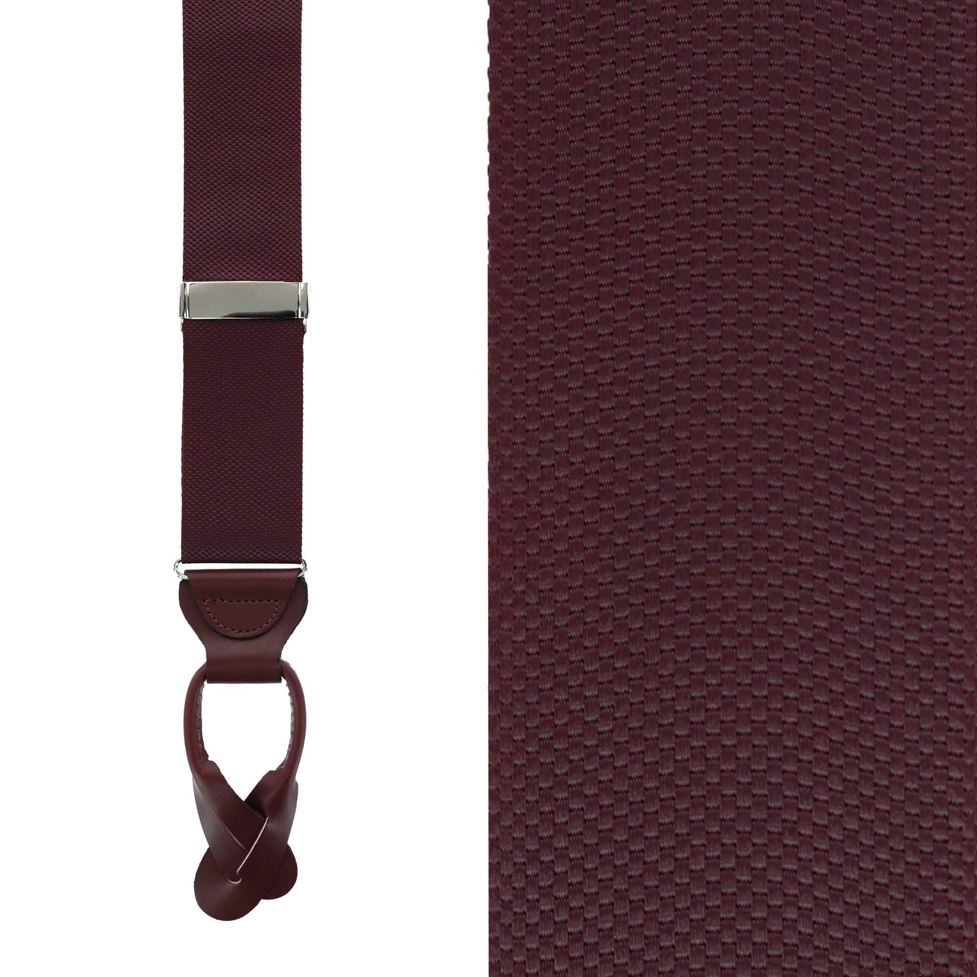 Big & Tall Hudson Solid Button End Braces - Burgundy