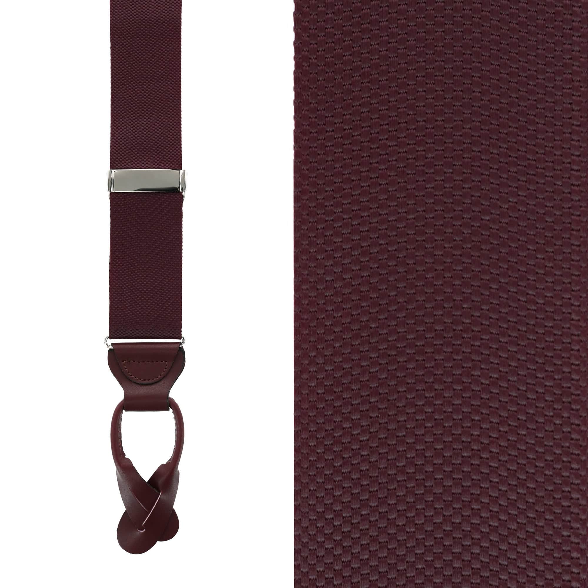 Big & Tall Hudson Solid Button End Braces - Burgundy