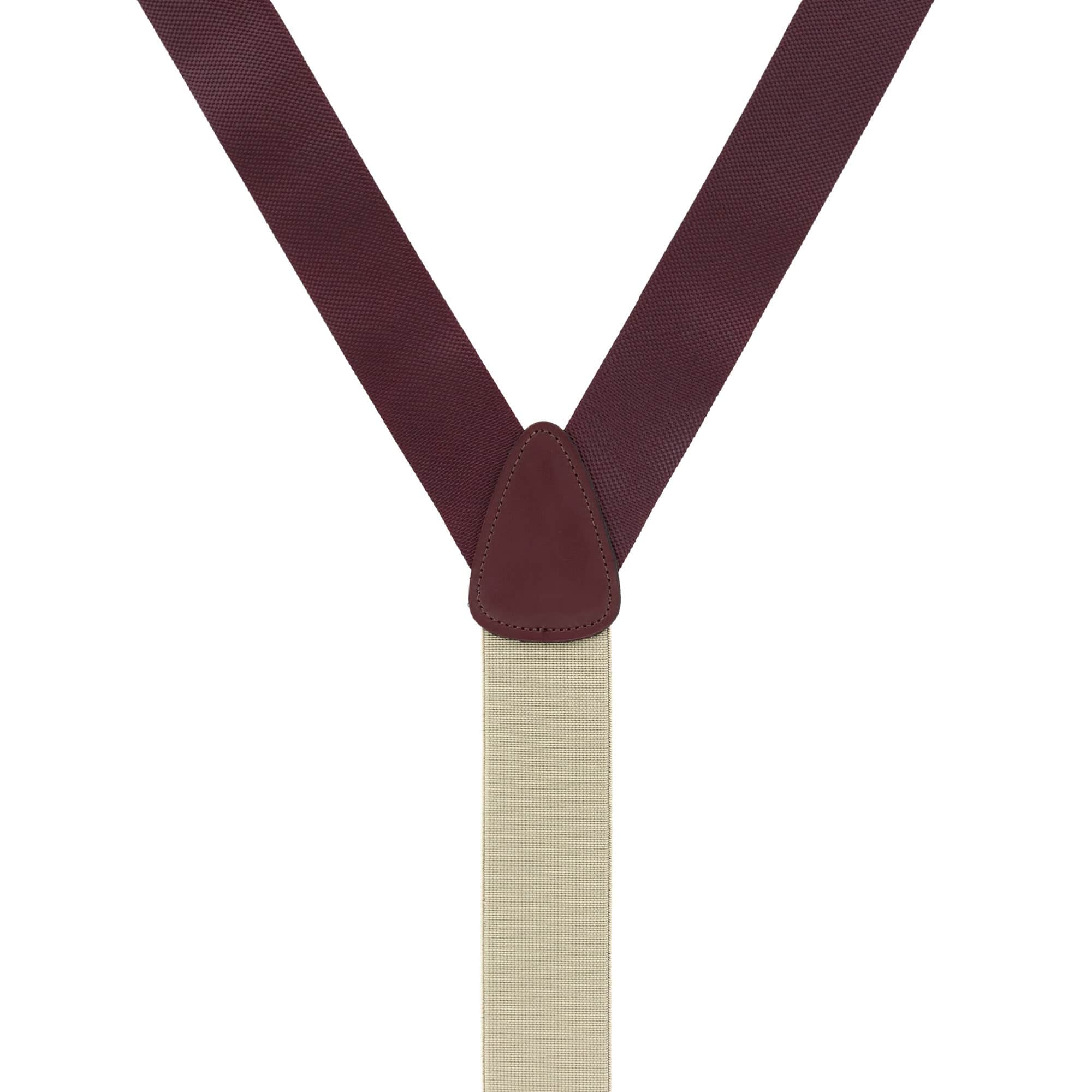 Big & Tall Hudson Solid Button End Braces - Burgundy