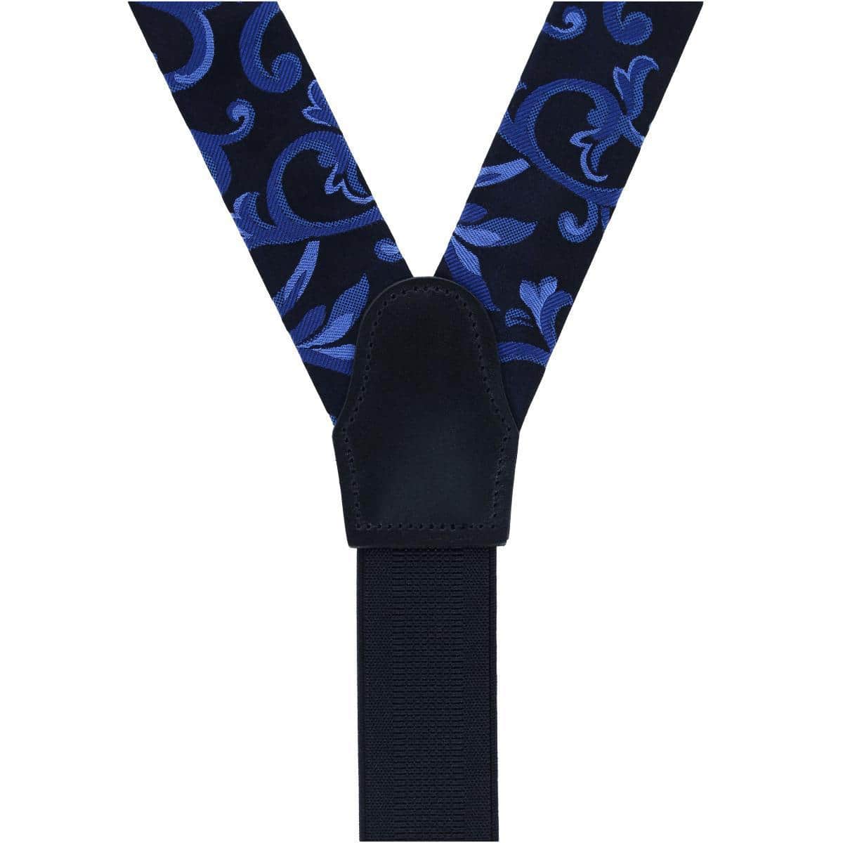 Big & Tall Christian the Romantic Brocade Silk Button End Braces - Royal Blue