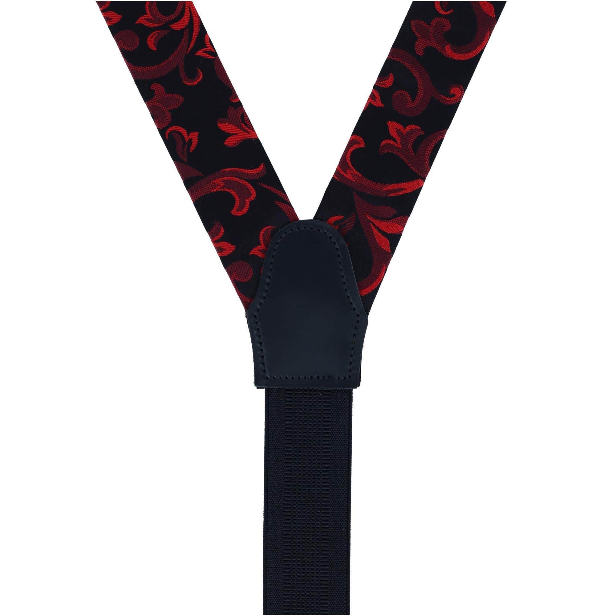 Big & Tall Christian the Romantic Brocade Silk Button End Braces - Red