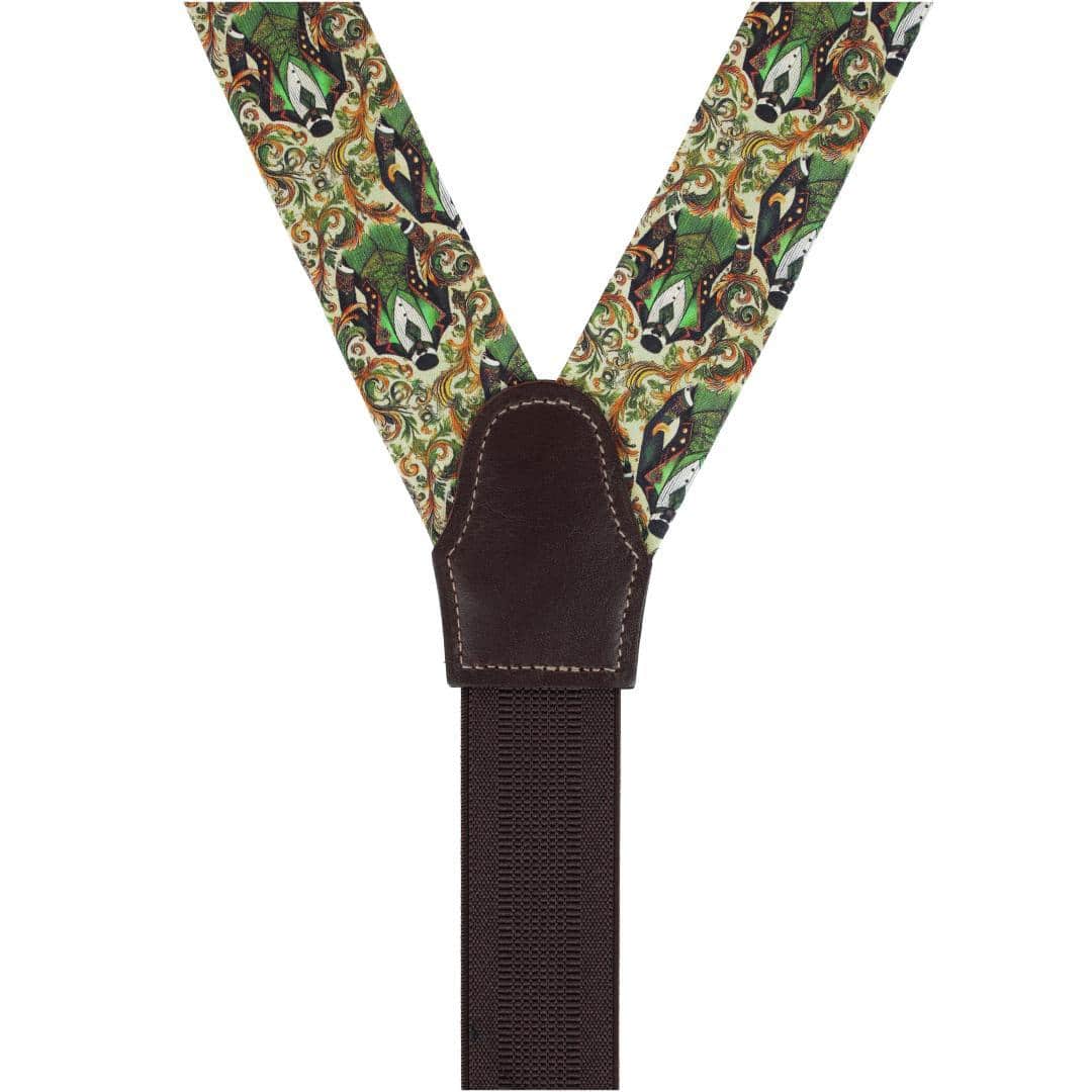 Big and Tall Shall We Dance Silk Novelty Button End Braces - Green