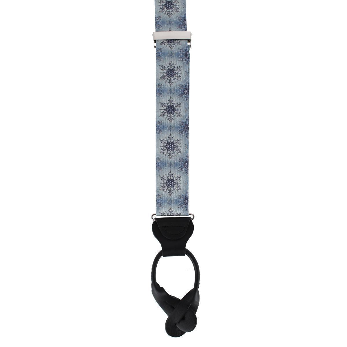 Big & Tall Clarence The Classy Snowflake Silk Button End Brace - Light Blue