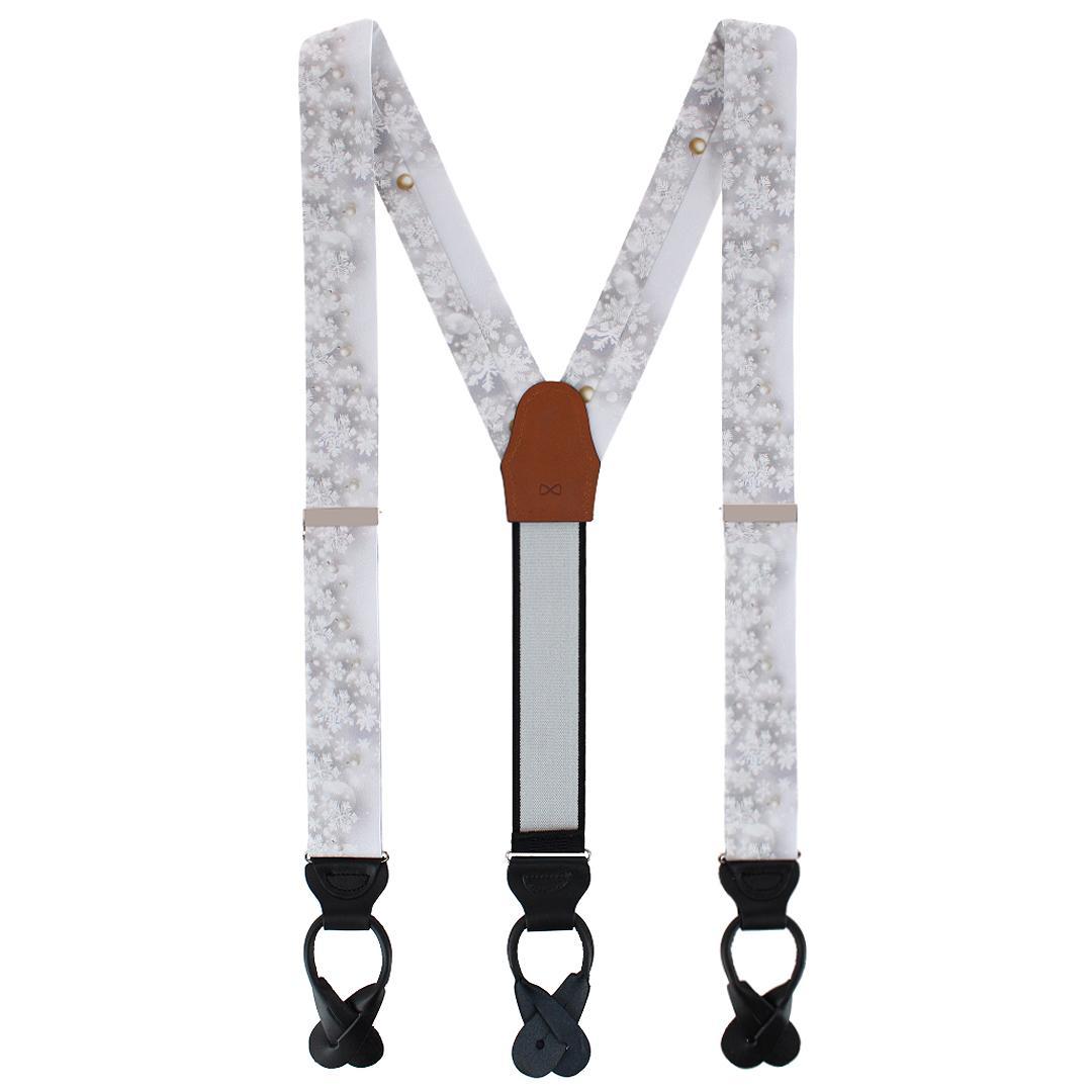 Big & Tall Jack's Frosty Winter Wonderland Silk Button End Braces - Silver