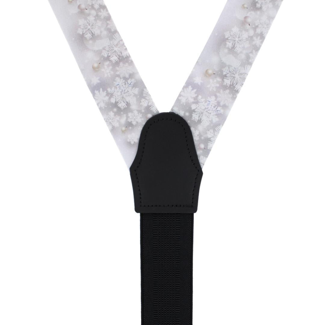 Big & Tall Jack's Frosty Winter Wonderland Silk Button End Braces - Silver