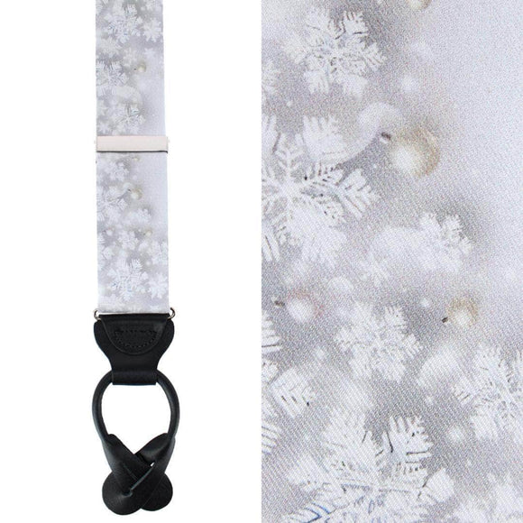 Big and Tall Jack's Frosty Winter Wonderland Silk Holiday Button End Braces