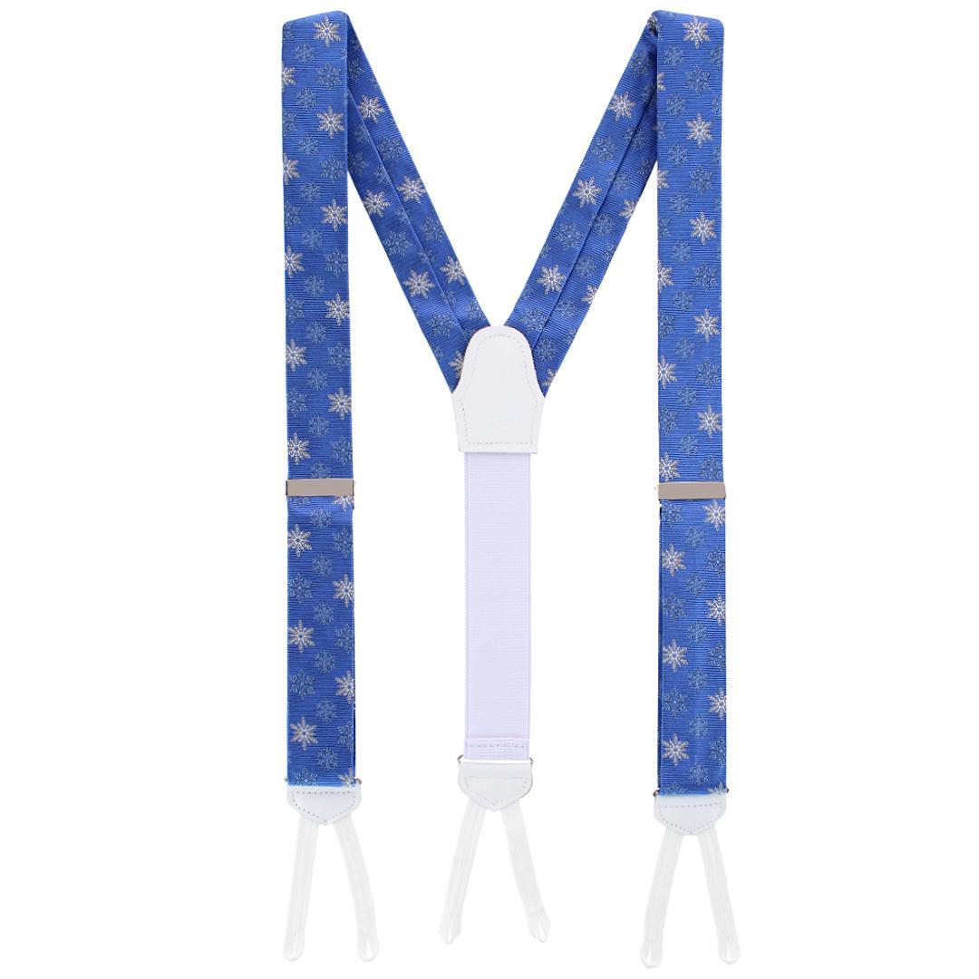 Big & Tall Let It Snow Novelty Snowflake Silk Formal End Braces - Light Blue