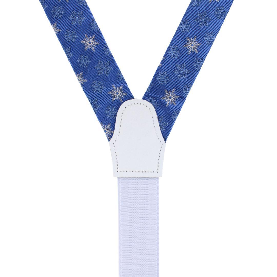 Big & Tall Let It Snow Novelty Snowflake Silk Formal End Braces - Light Blue