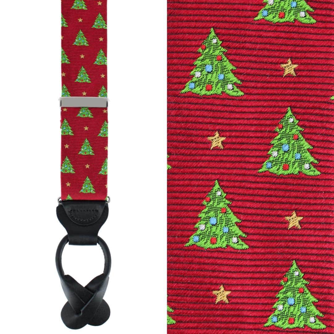 Big and Tall Oh Christmas Tree Novelty Silk Button End Braces