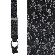 Big and Tall Davy Bones the Dancing Skeleton Silk Button End Braces