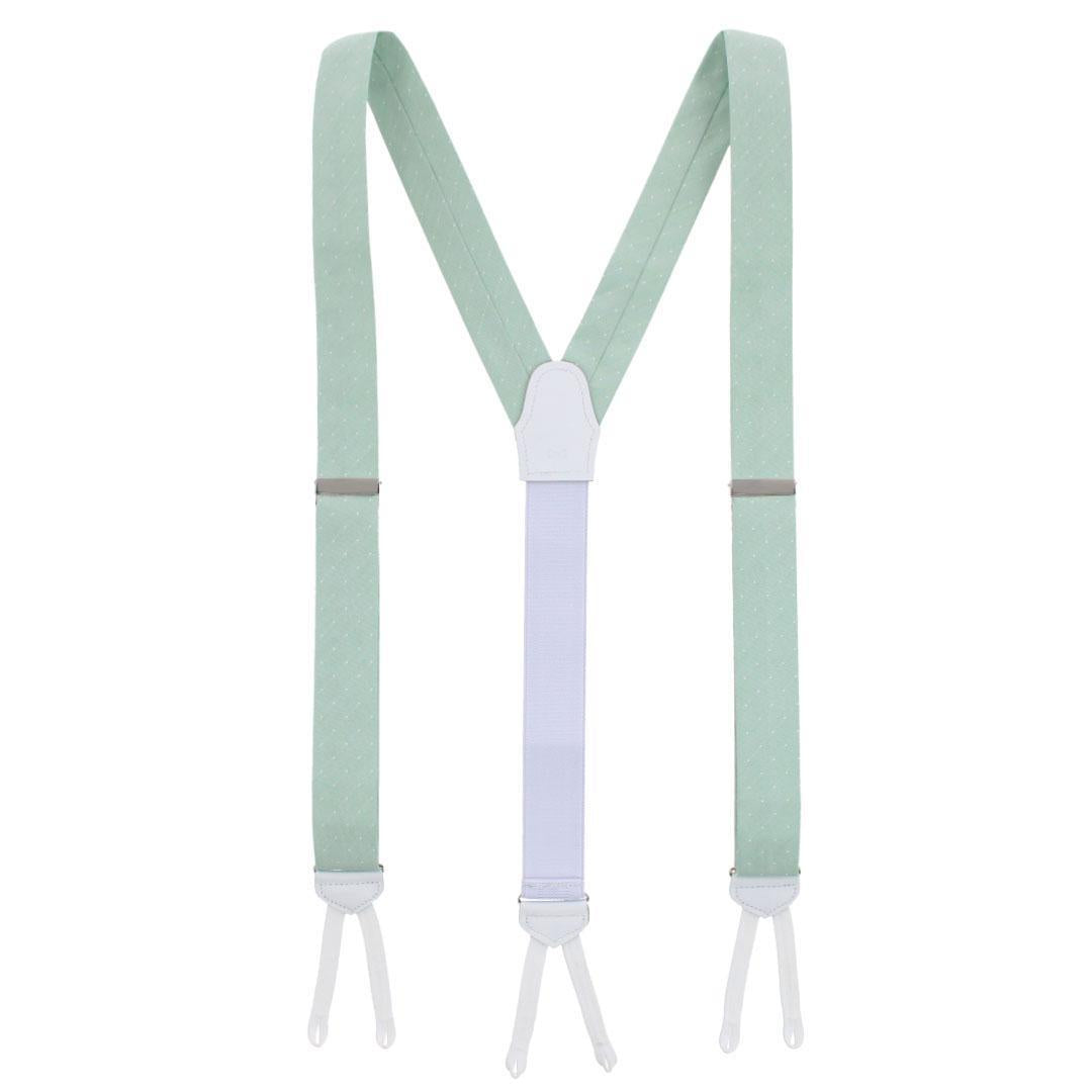 Big & Tall Churchill Chambray Polka Dot Linen Blend Formal Braces - Light Green with Polka Dots
