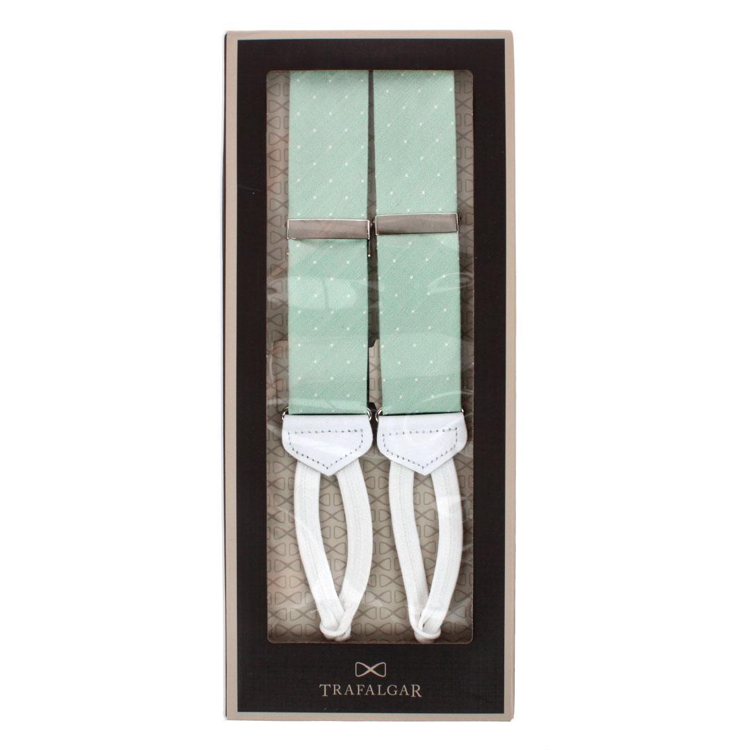 Big & Tall Churchill Chambray Polka Dot Linen Blend Formal Braces - Light Green with Polka Dots