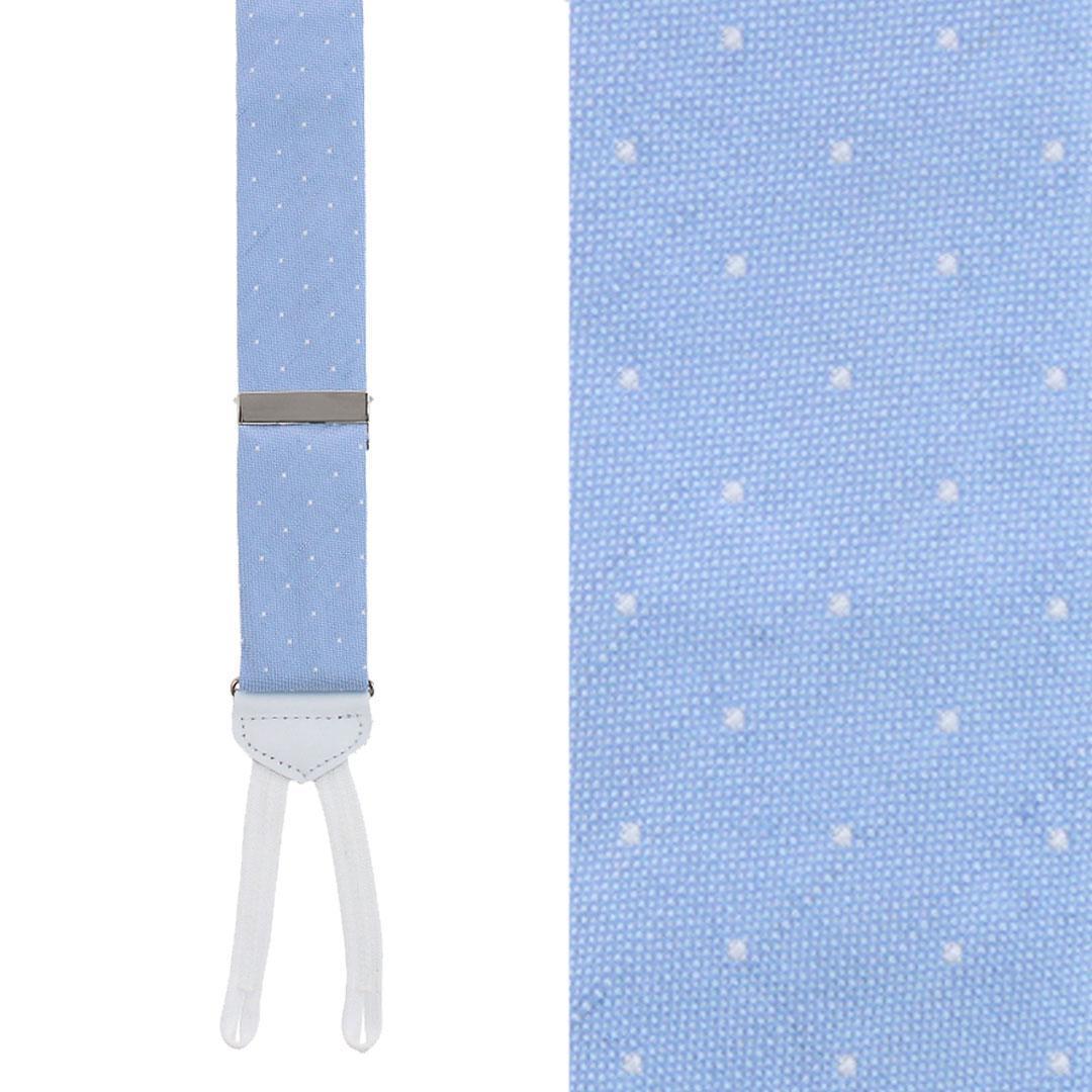 Big & Tall Churchill Chambray Polka Dot Linen Blend Formal Braces - Light Blue with Polka Dots