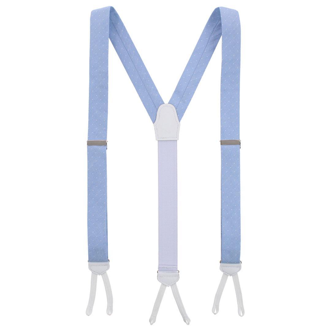 Big & Tall Churchill Chambray Polka Dot Linen Blend Formal Braces - Light Blue with Polka Dots